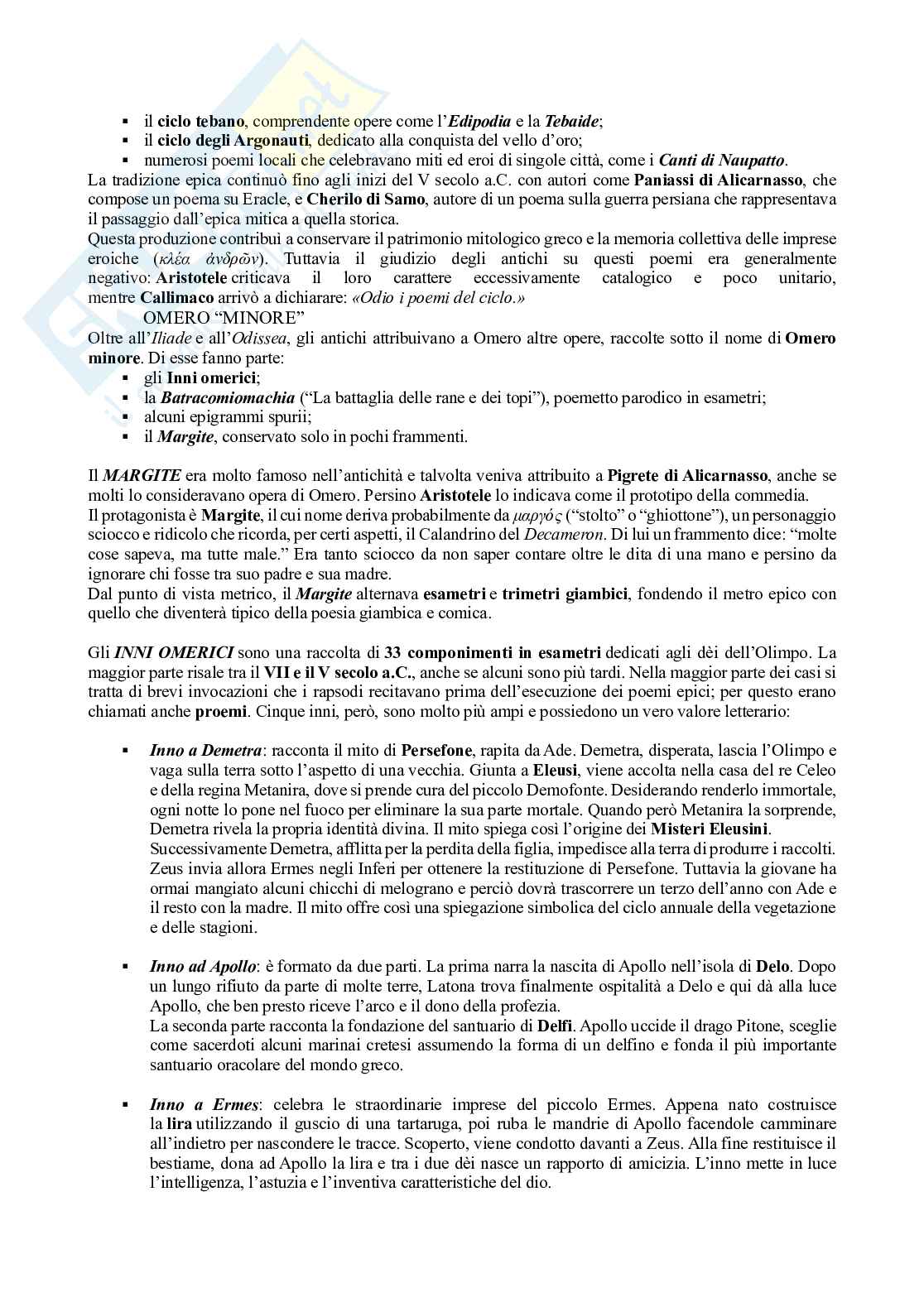 Riassunto esame Letteratura greca, Prof. Catenacci Carmine, libro consigliato Letteratura greca. Da Omero al secolo VI d.C., Guidorizzi Pag. 16