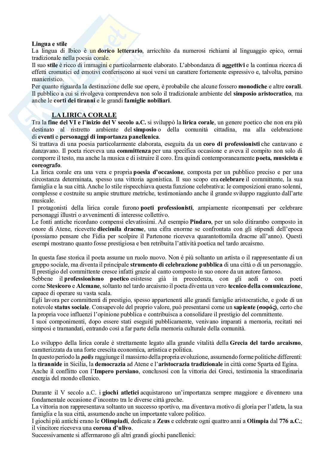 Riassunto esame Letteratura greca, Prof. Catenacci Carmine, libro consigliato Letteratura greca. Da Omero al secolo VI d.C., Guidorizzi Pag. 41