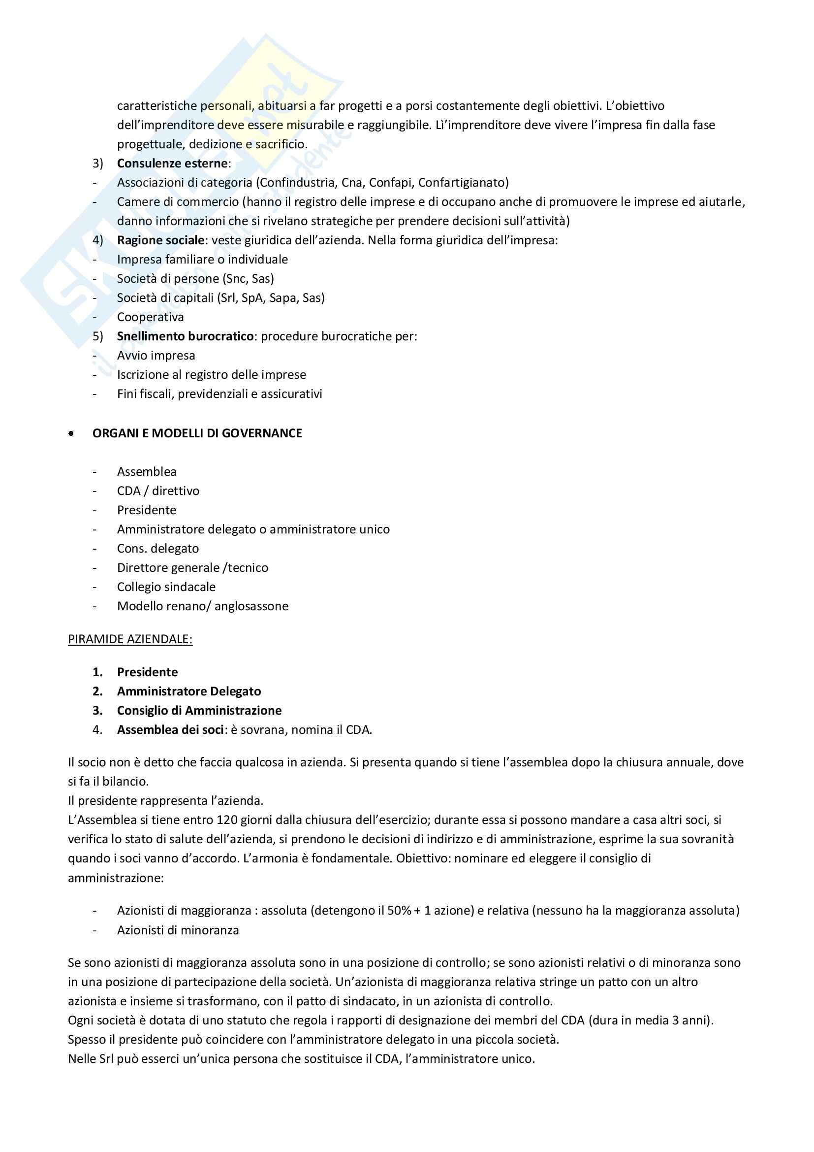 Riassunto esame Economia e Gestione delle Imprese, prof. Monge, libro consigliato Sistema Impresa: Cultura, Valore, Strategie, Monge Pag. 2