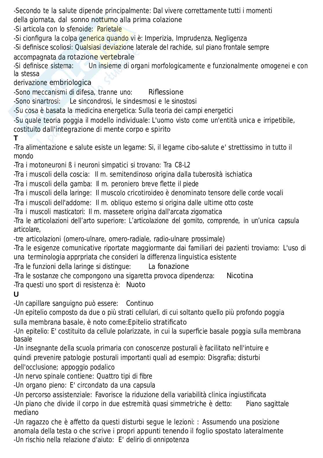 Paniere Anatomia umana, aggiornato e completo. In ordine Pag. 36