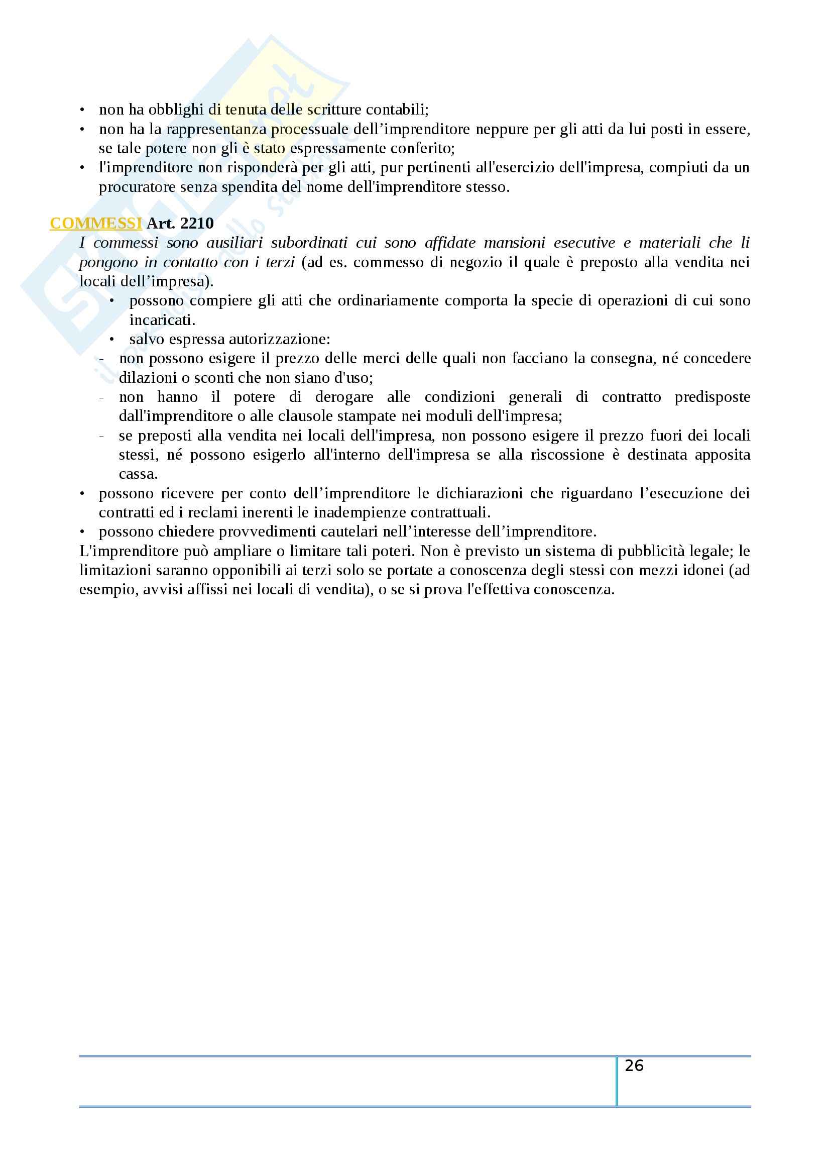 Riassunto esame Diritto Commerciale, prof. Vella, libro consigliato Diritto dell'Impresa di Campobasso Pag. 26
