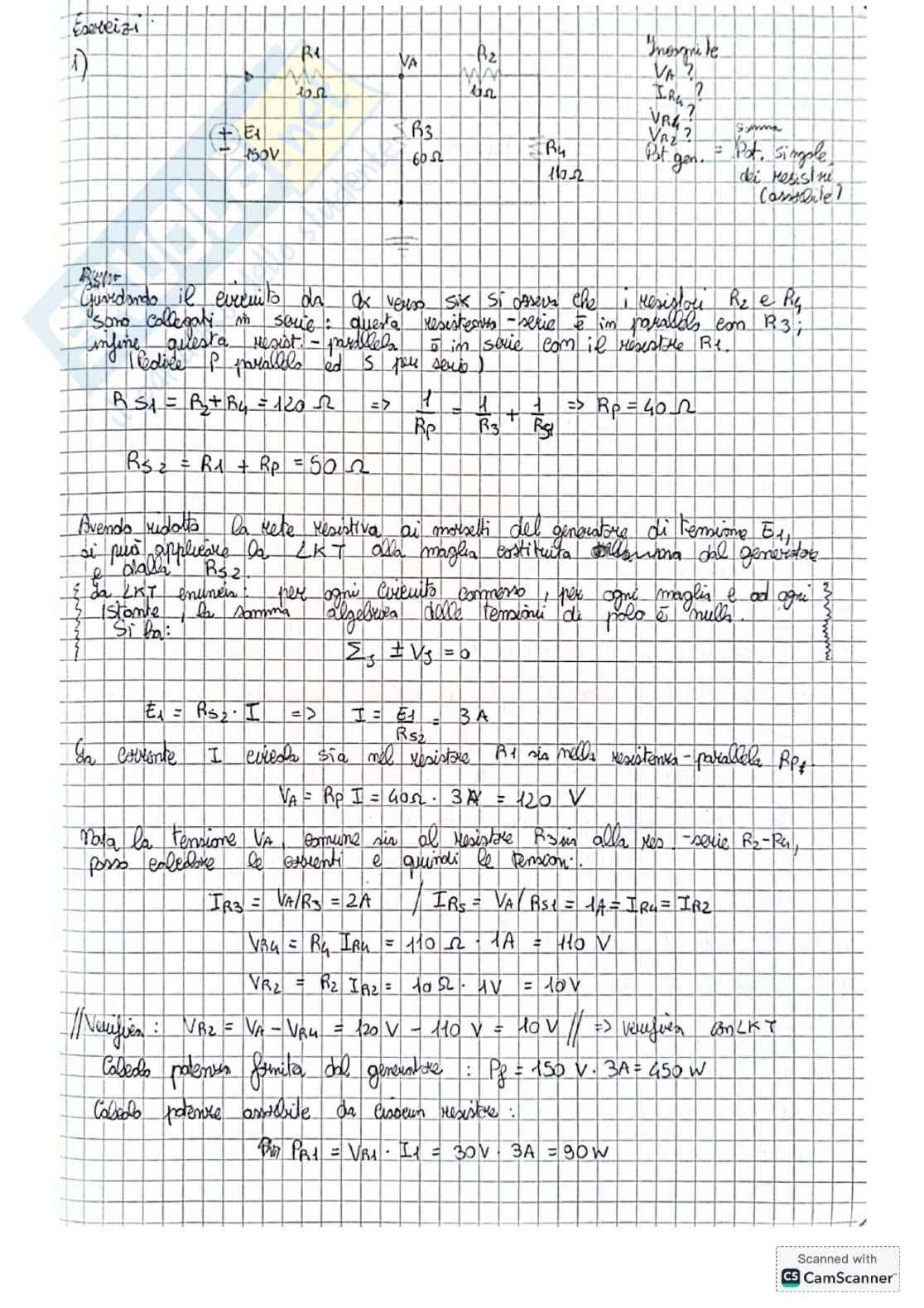 Raccolta esercizi completa Principi di ingegneria elettrica, 2025/2026 Pag. 1