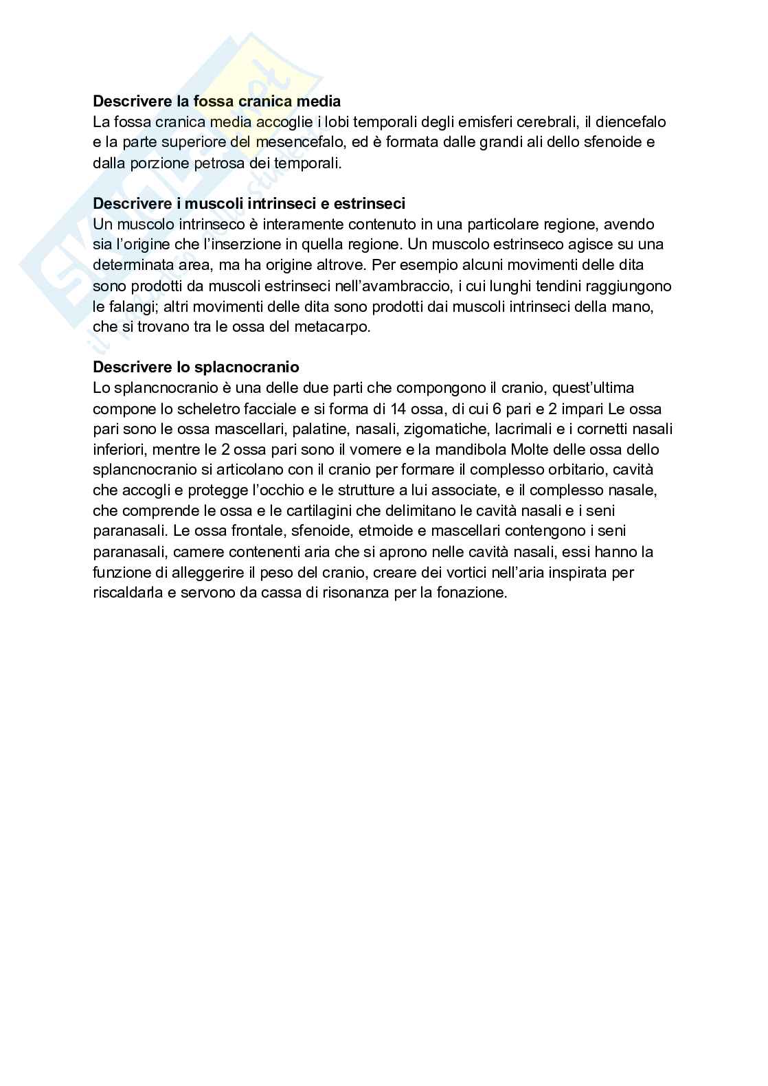 Paniere Anatomia umana - (2026) - Risposte aperte corrette  Pag. 46