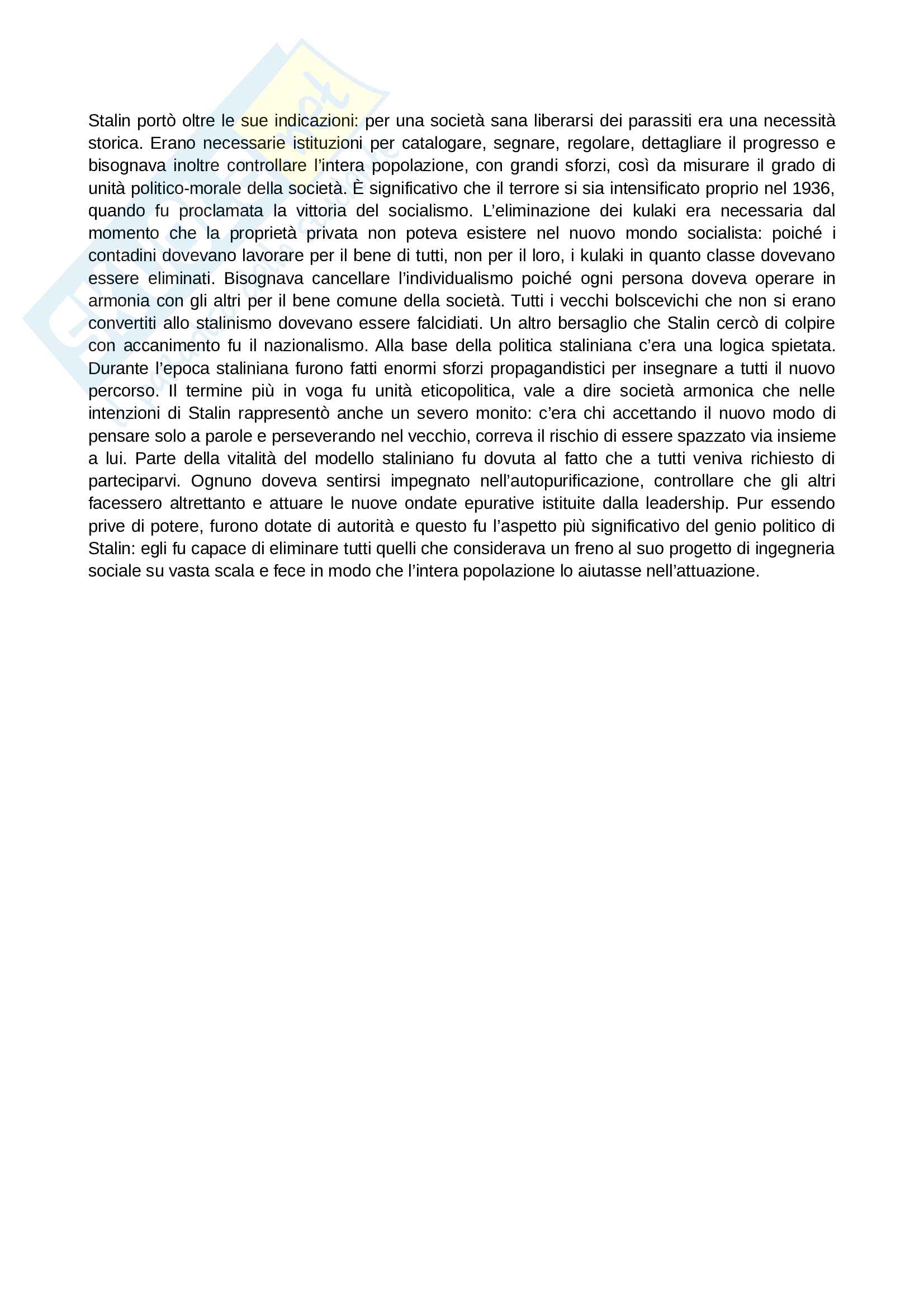 Riassunto esame Storia contemporanea, prof. Papadia, libro consigliato Stalin e lo stalinismo, McCauley Pag. 21
