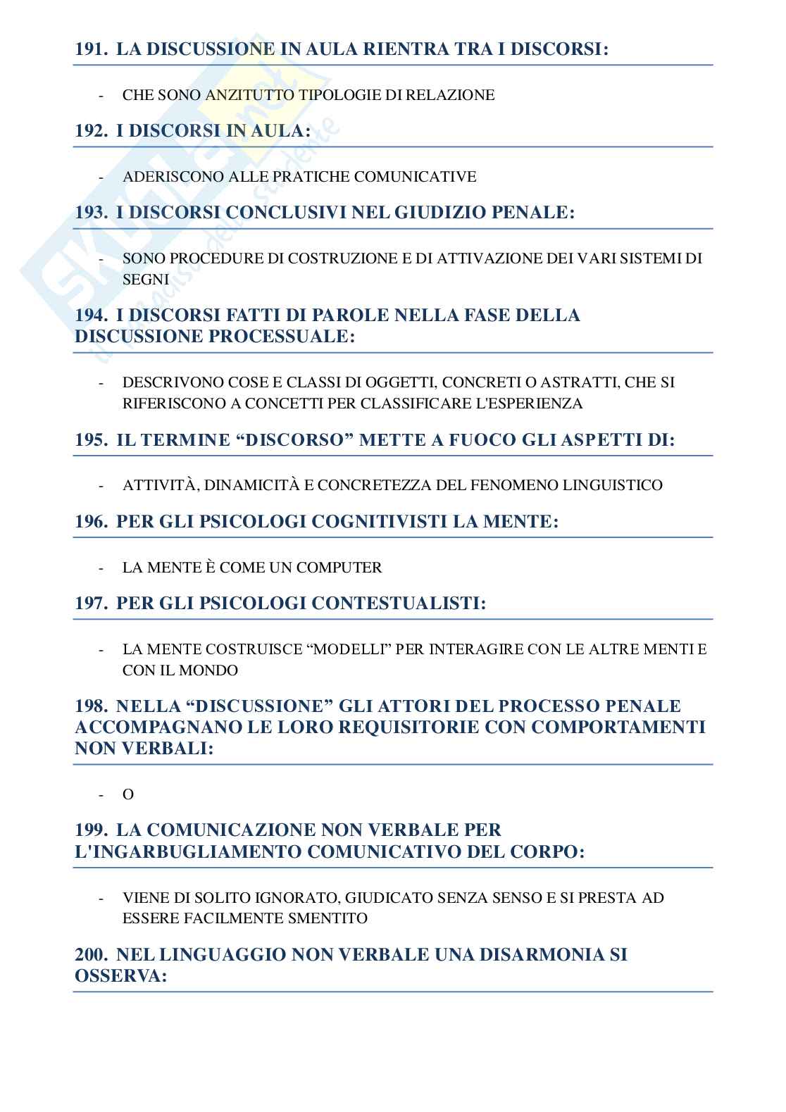 Psicologia giuridica e dei processi cognitivi - Test Esame Pag. 21