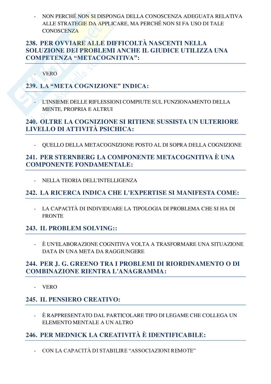 Psicologia giuridica e dei processi cognitivi - Test Esame Pag. 26