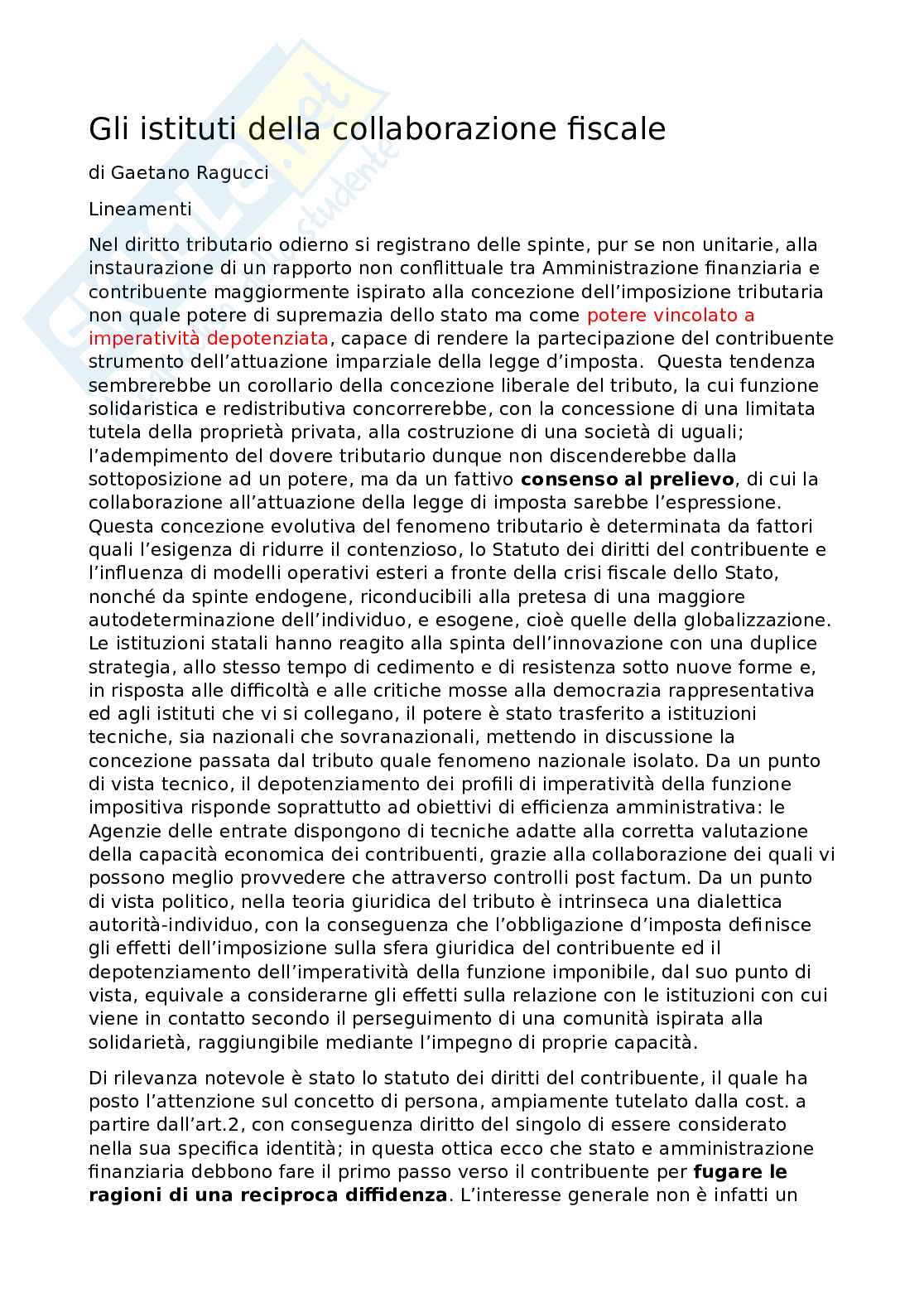 La tax compliance ed i suoi principali istituti Pag. 1