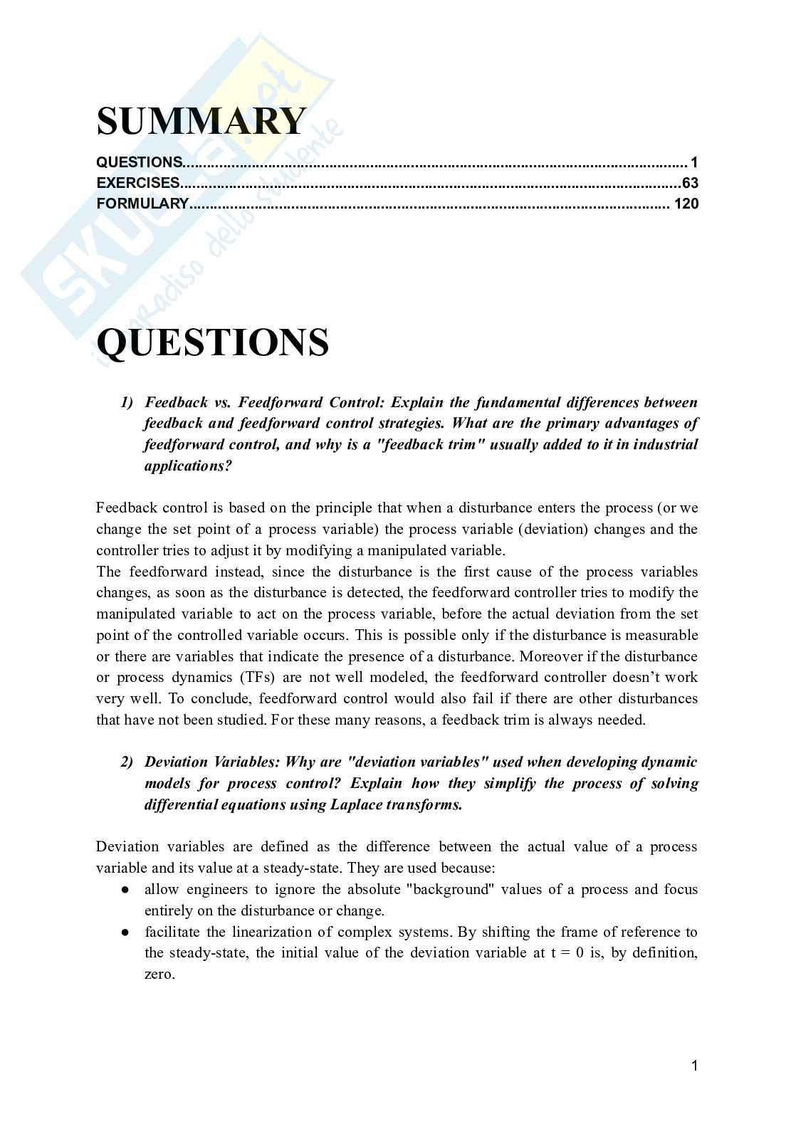 Process Dynamics and Control - Esercizi e domande svolte (Solved questions and exercises) Pag. 2