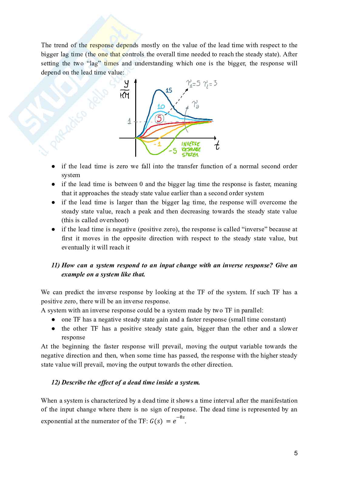Process Dynamics and Control - Esercizi e domande svolte (Solved questions and exercises) Pag. 6