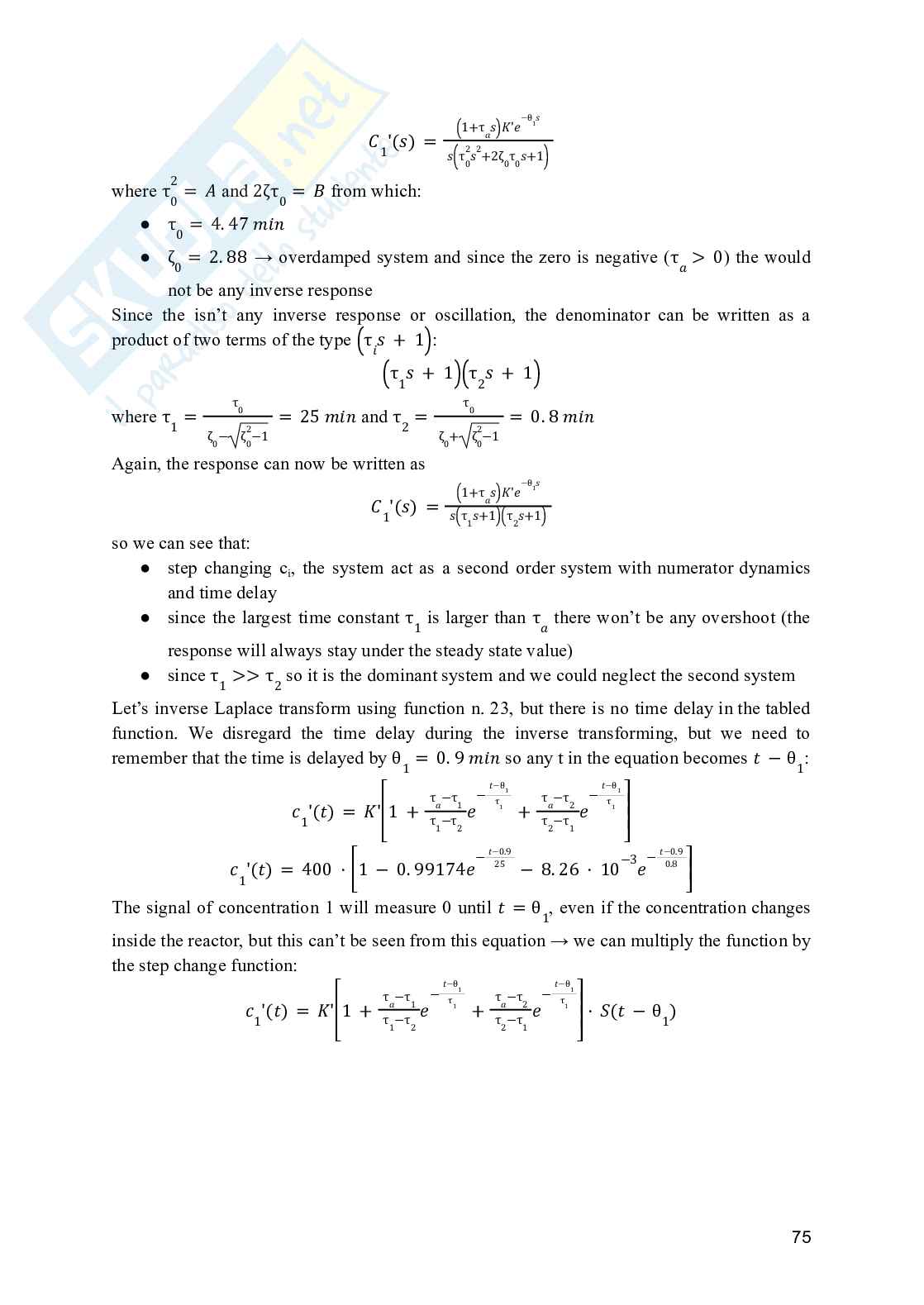 Process Dynamics and Control - Esercizi e domande svolte (Solved questions and exercises) Pag. 76
