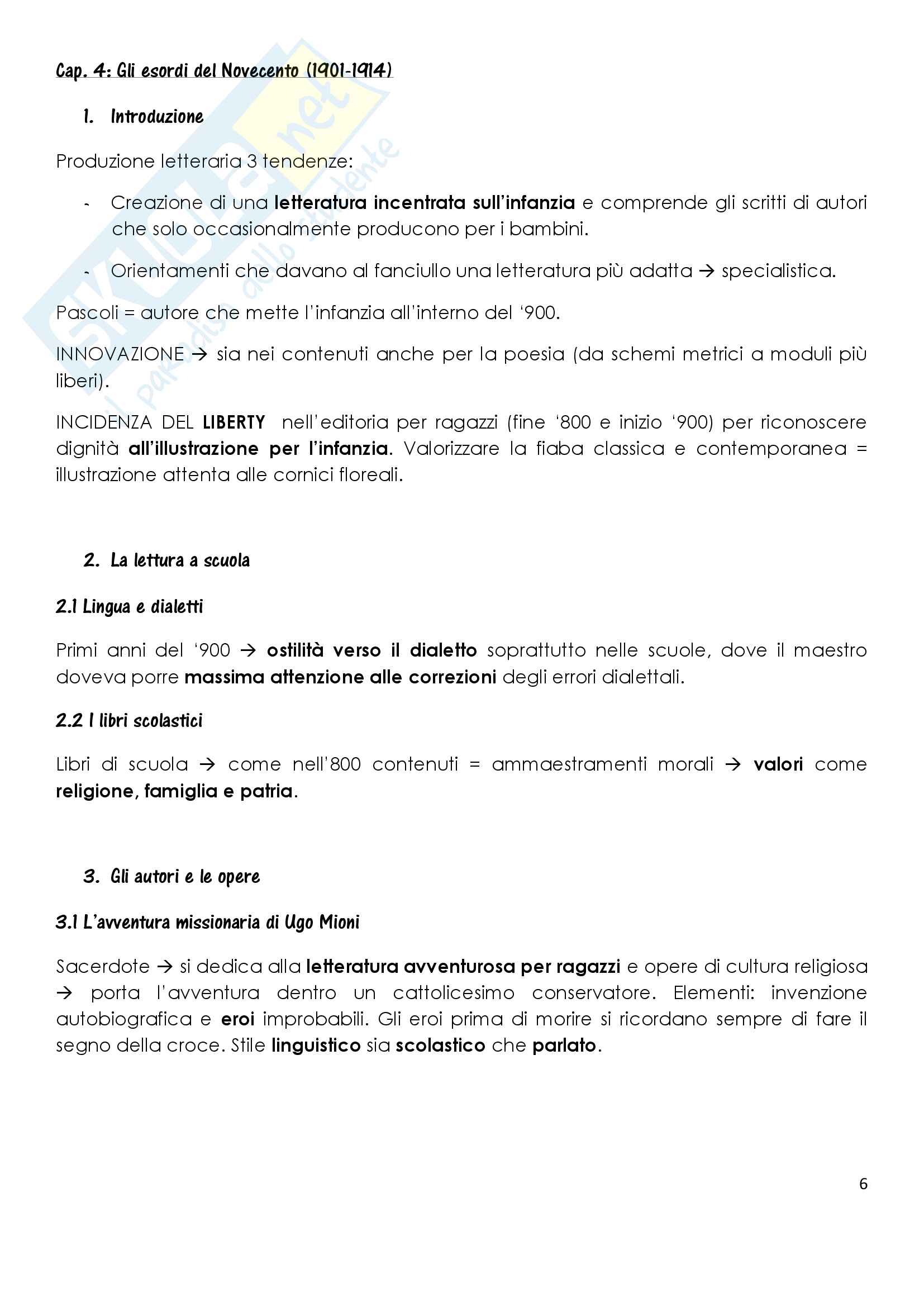 Sunto di letteratura per l'infanzia, docente Elena Surdi, libro consigliato La letteratura per l'infanzia, P. Boero, C.De Luca Pag. 6