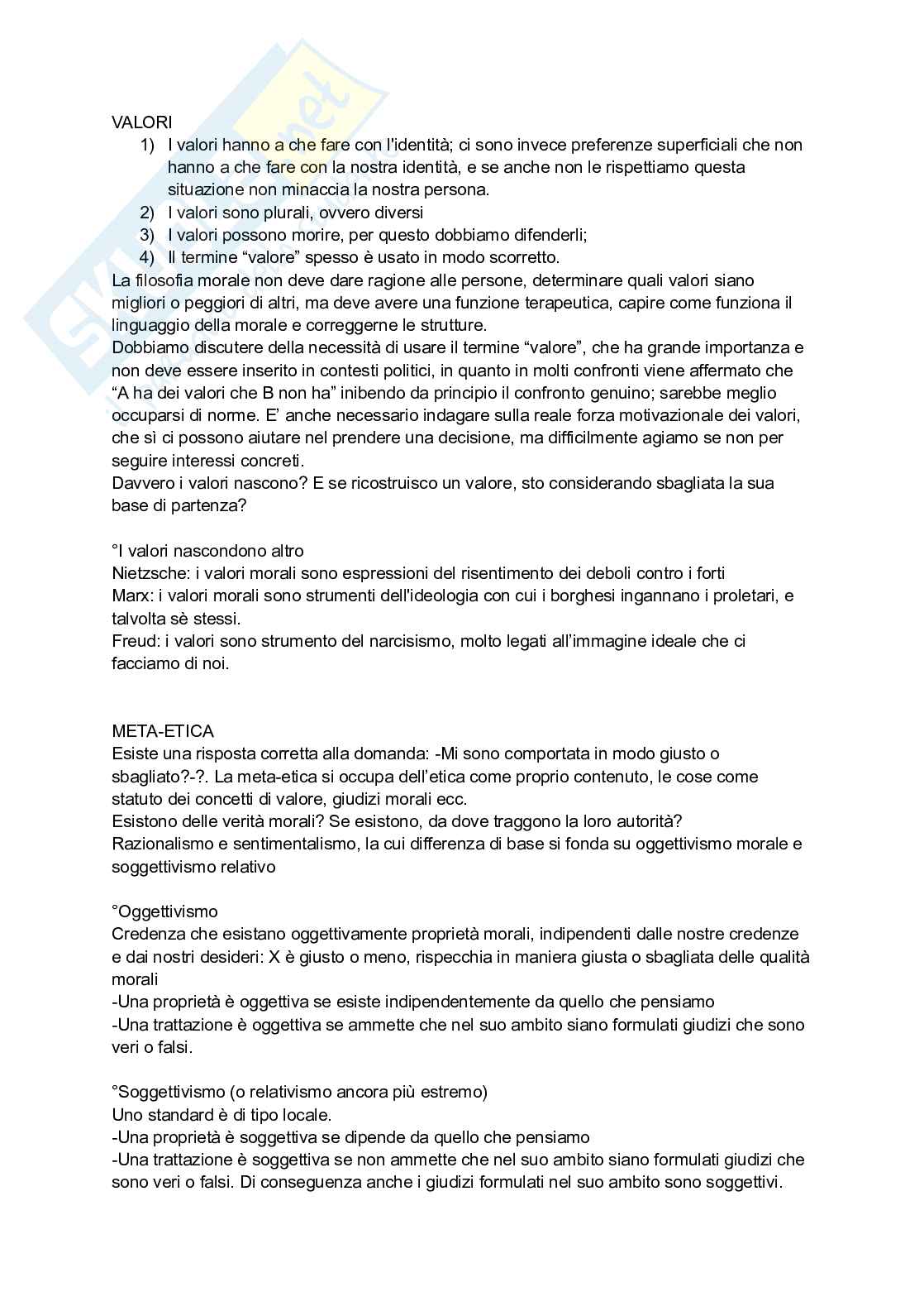 Appunti del corso di Filosofia morale Pag. 1