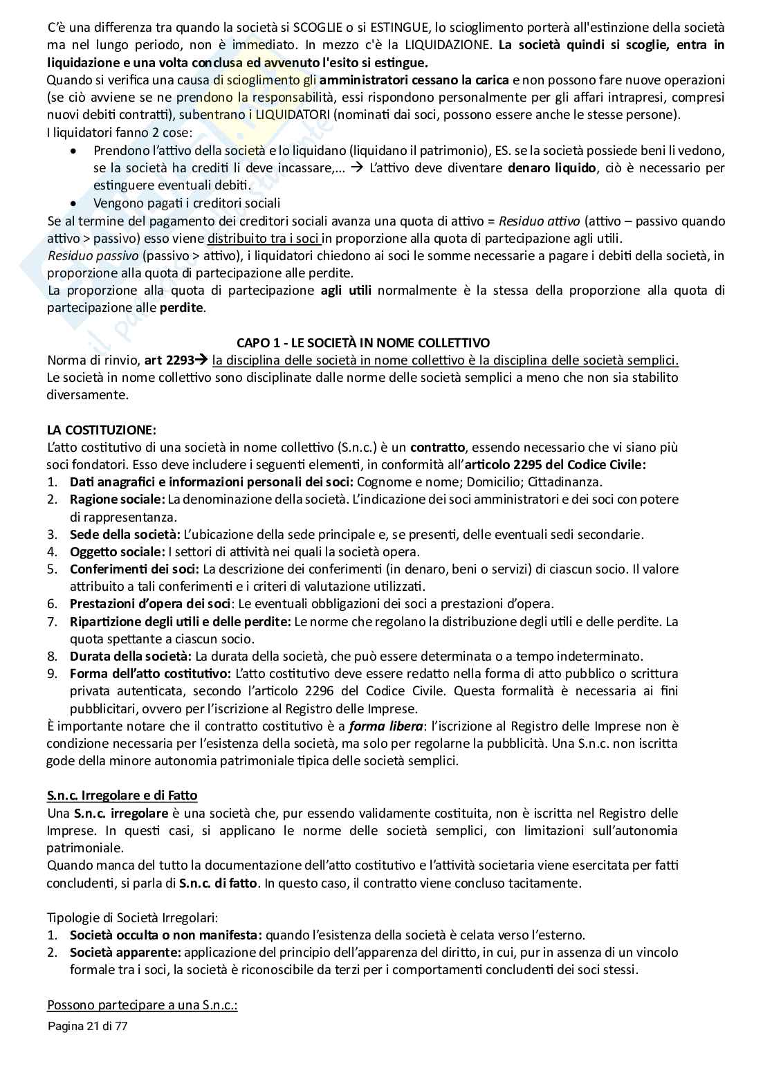 Riassunto esame Diritto commerciale, Prof. Beghin Mauro, libro consigliato Manuale di diritto commerciale, Cian, Marco Pag. 21