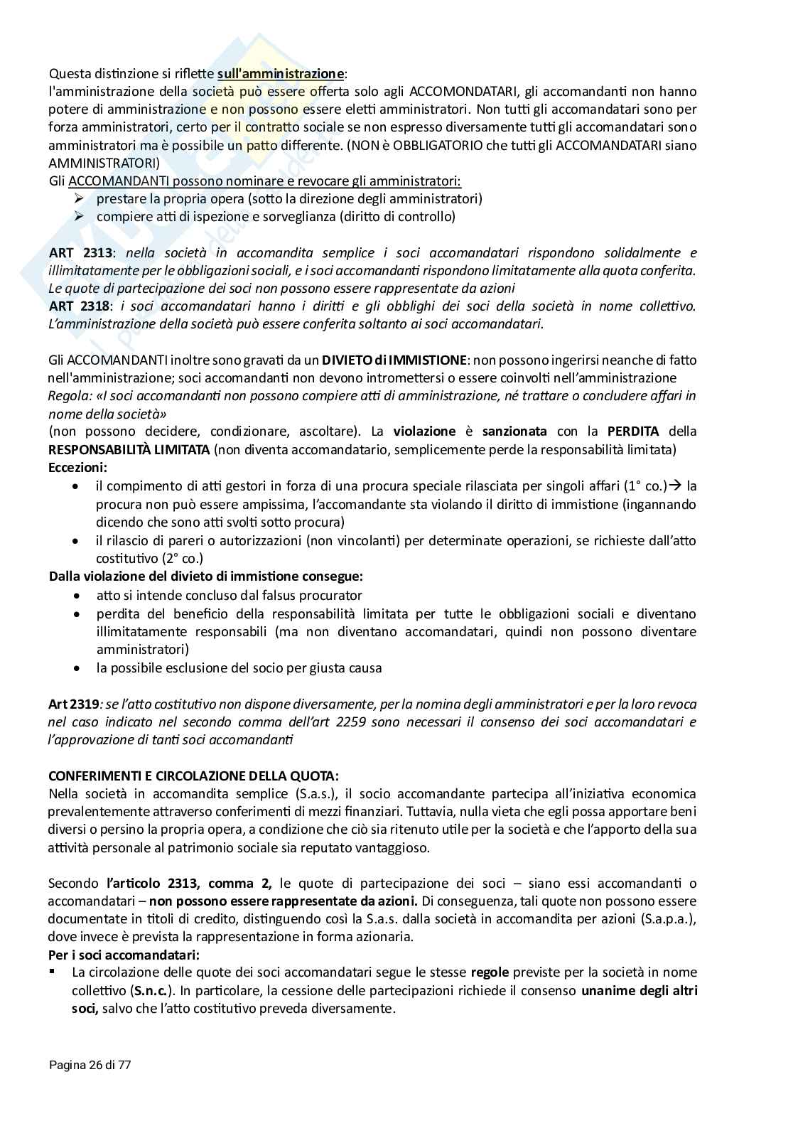 Riassunto esame Diritto commerciale, Prof. Beghin Mauro, libro consigliato Manuale di diritto commerciale, Cian, Marco Pag. 26