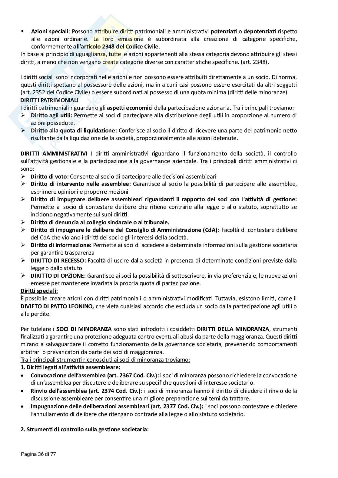 Riassunto esame Diritto commerciale, Prof. Beghin Mauro, libro consigliato Manuale di diritto commerciale, Cian, Marco Pag. 36