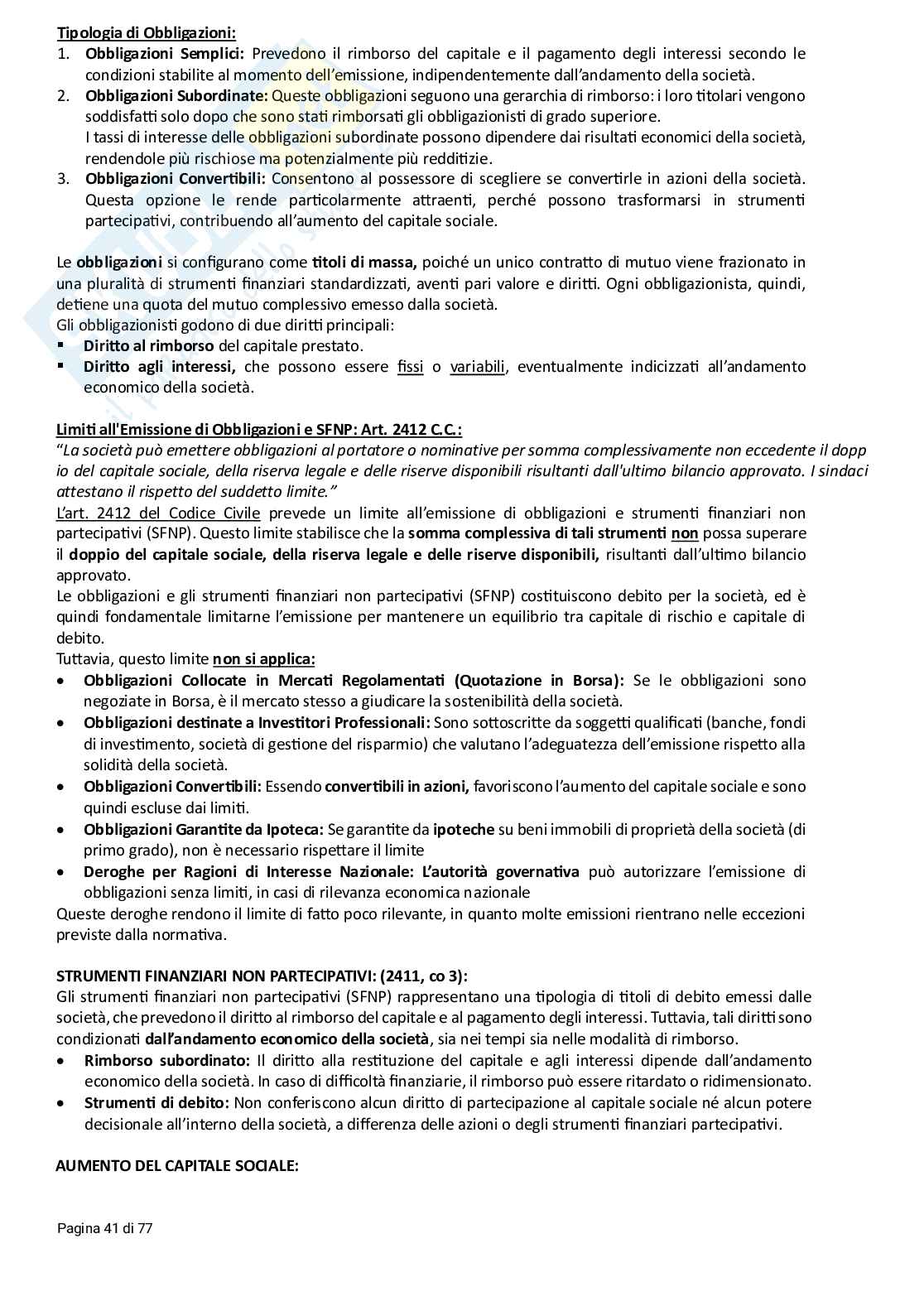 Riassunto esame Diritto commerciale, Prof. Beghin Mauro, libro consigliato Manuale di diritto commerciale, Cian, Marco Pag. 41