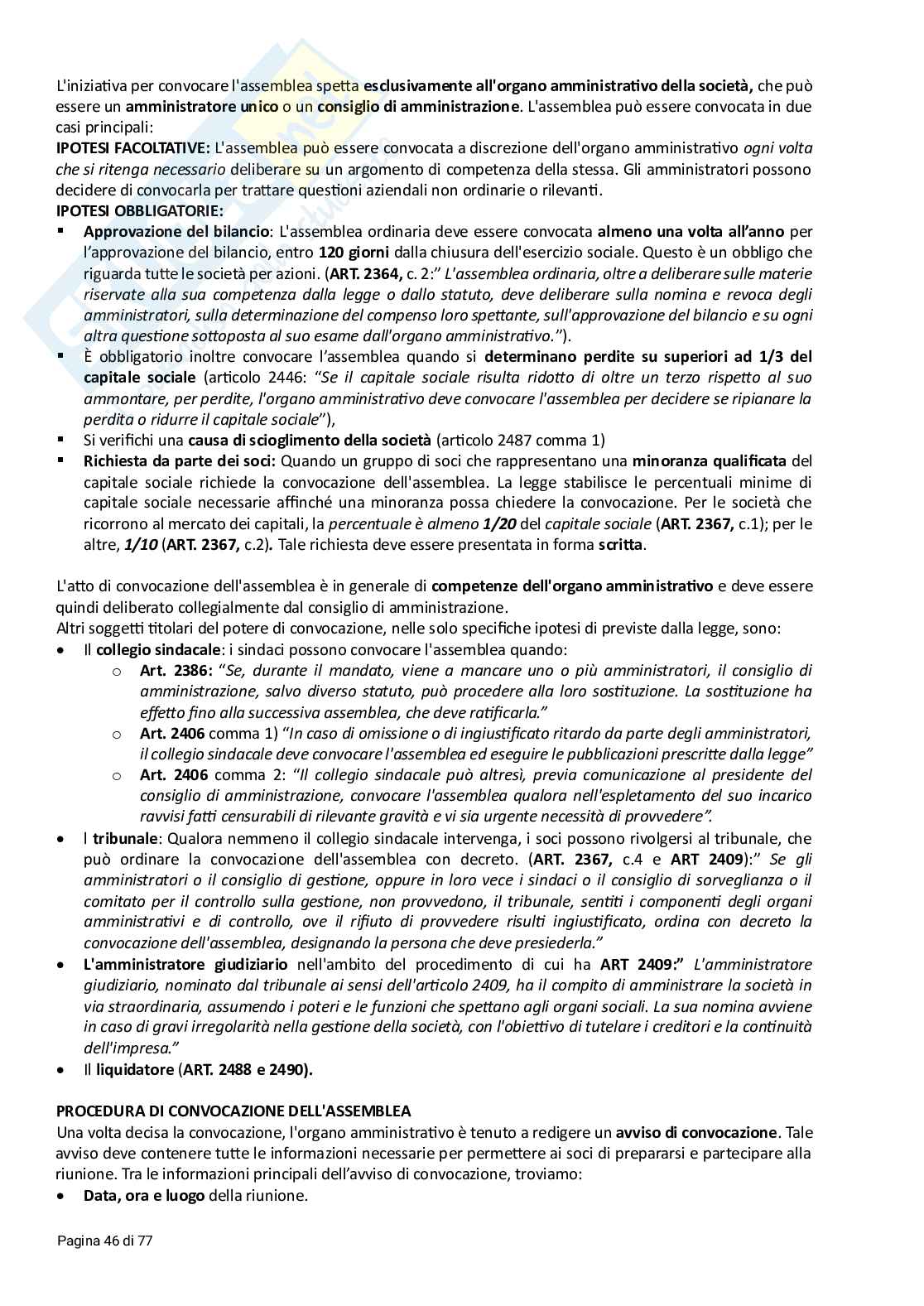 Riassunto esame Diritto commerciale, Prof. Beghin Mauro, libro consigliato Manuale di diritto commerciale, Cian, Marco Pag. 46