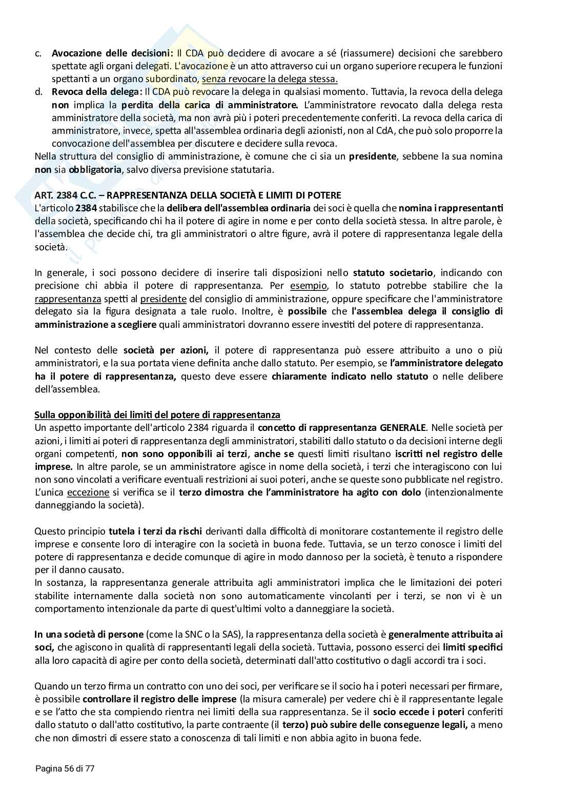 Riassunto esame Diritto commerciale, Prof. Beghin Mauro, libro consigliato Manuale di diritto commerciale, Cian, Marco Pag. 56