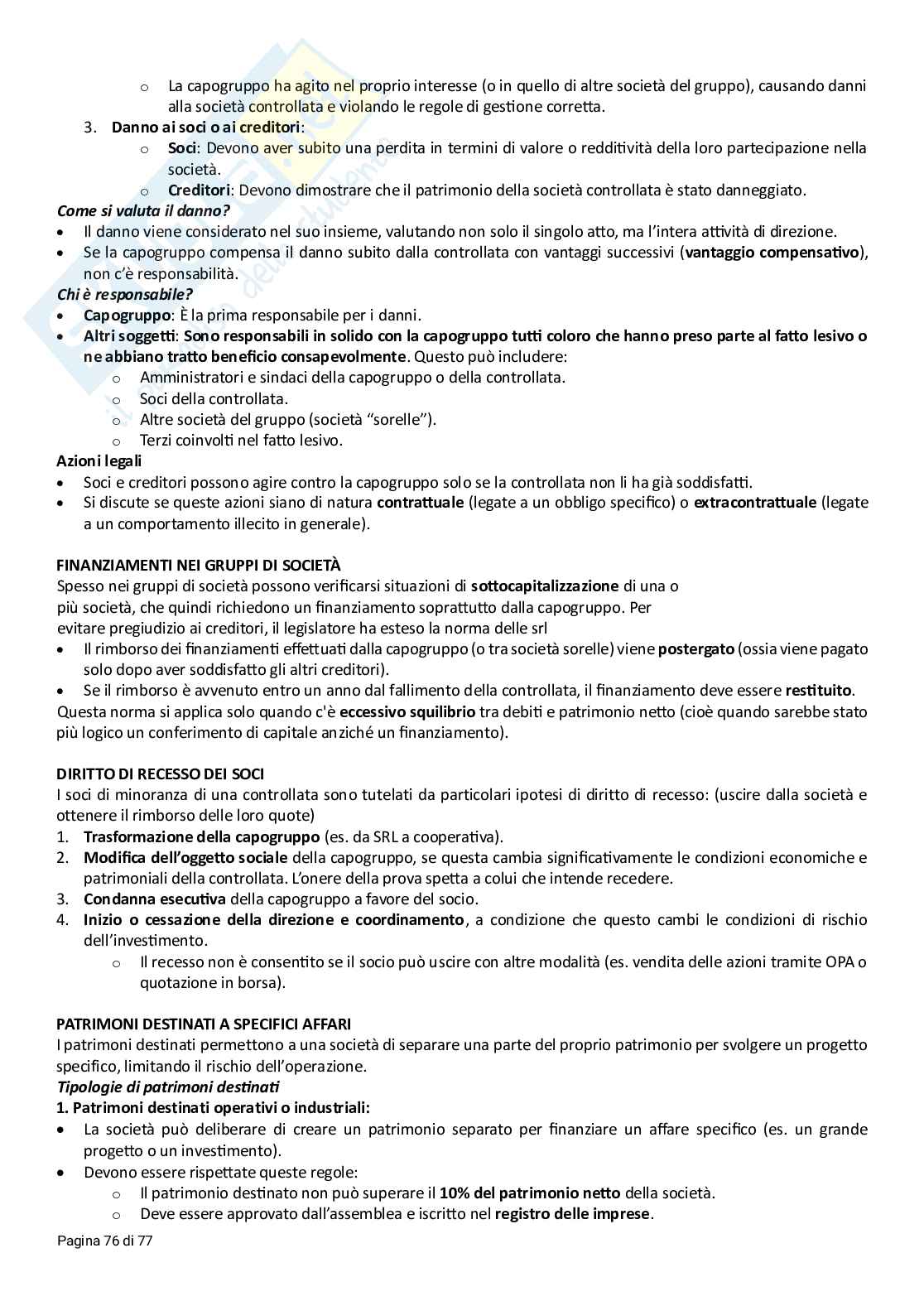 Riassunto esame Diritto commerciale, Prof. Beghin Mauro, libro consigliato Manuale di diritto commerciale, Cian, Marco Pag. 76
