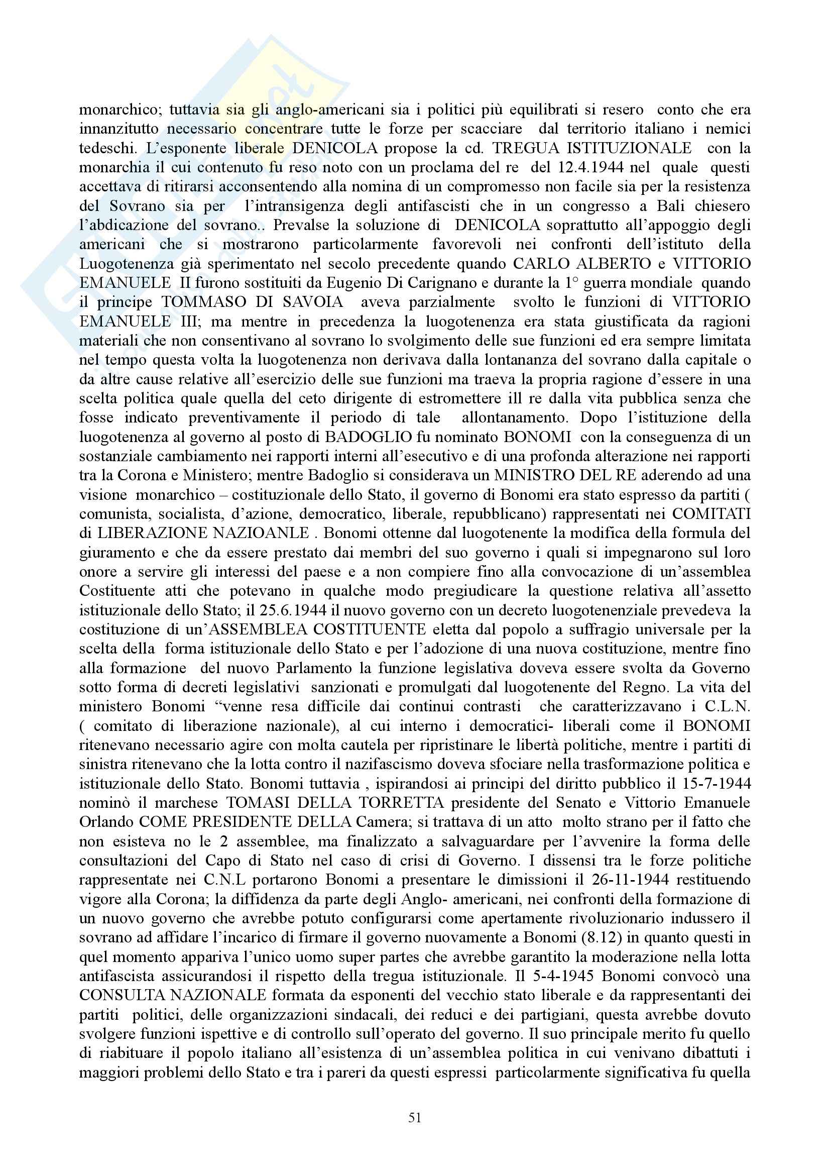 Diritto costituzionale - regime parlamentare nella monarchia subalpina Pag. 51