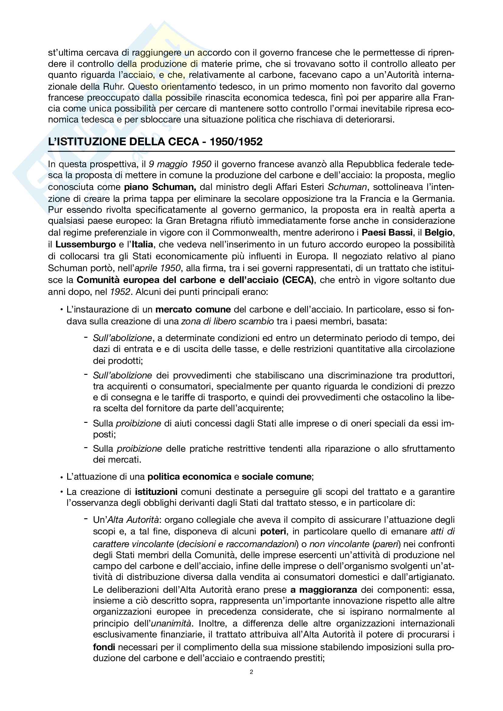 Riassunti esame di organizzazione internazionale: diritto dell'Unione europea Pag. 2
