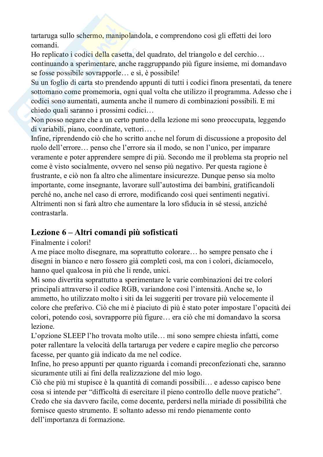 Laboratorio di Tecnologie sidattiche - Guida LibreLogo, Diario di apprendimento e Logo finale | SFP Notes Vol. 18 Pag. 11