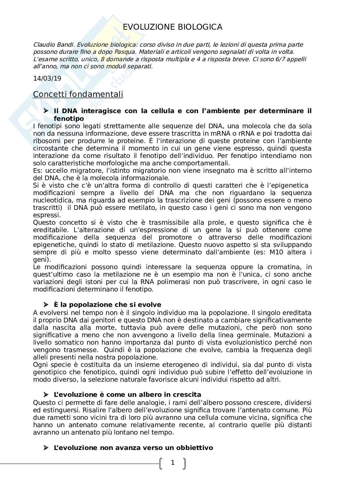 Evoluzione biologica Pag. 1