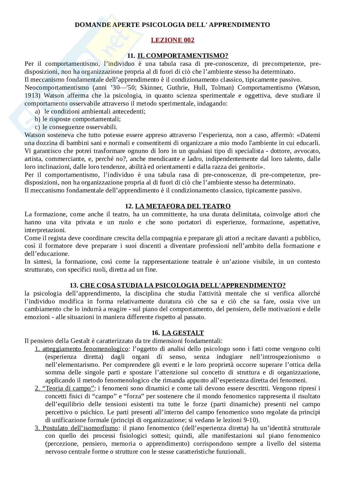 Psicologia dell'apprendimento Pag. 1