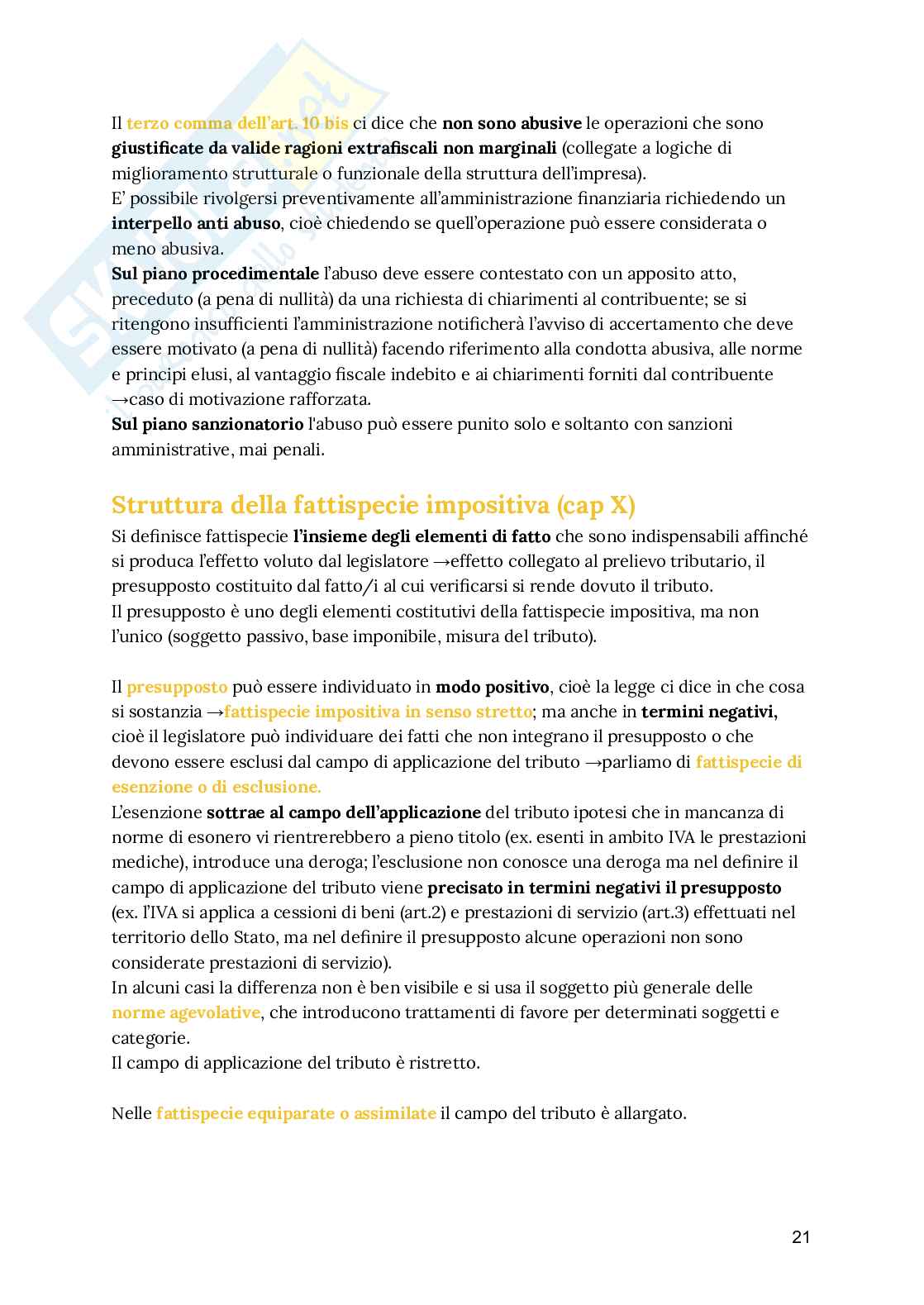 Riassunto esame Diritto tributario, Prof. Cardella Pierluca, libro consigliato Lezioni di diritto tributario, Paparella Pag. 21
