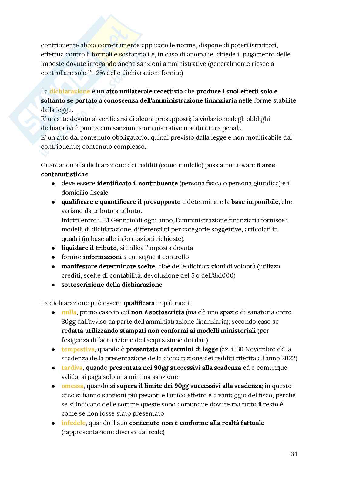 Riassunto esame Diritto tributario, Prof. Cardella Pierluca, libro consigliato Lezioni di diritto tributario, Paparella Pag. 31