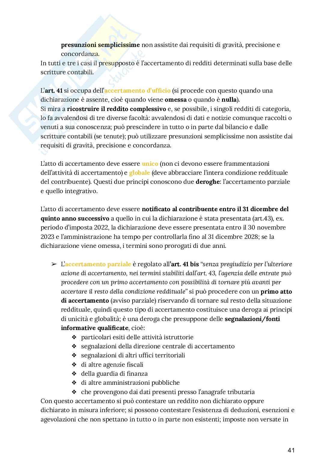 Riassunto esame Diritto tributario, Prof. Cardella Pierluca, libro consigliato Lezioni di diritto tributario, Paparella Pag. 41