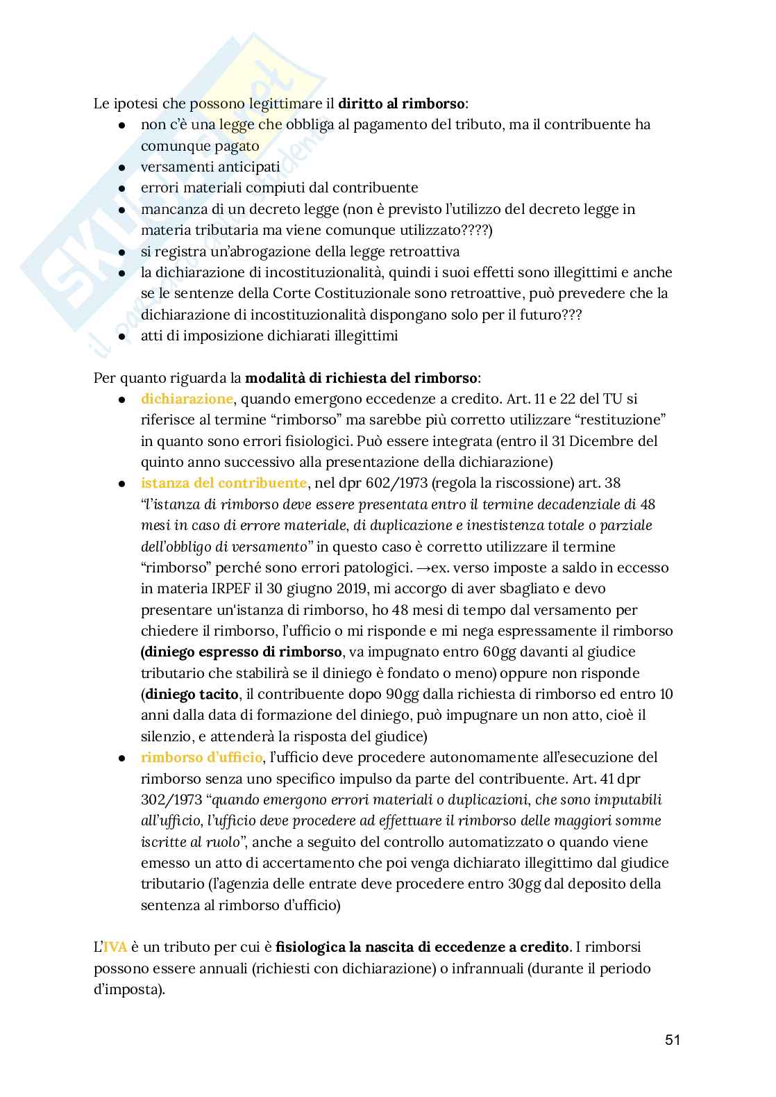 Riassunto esame Diritto tributario, Prof. Cardella Pierluca, libro consigliato Lezioni di diritto tributario, Paparella Pag. 51