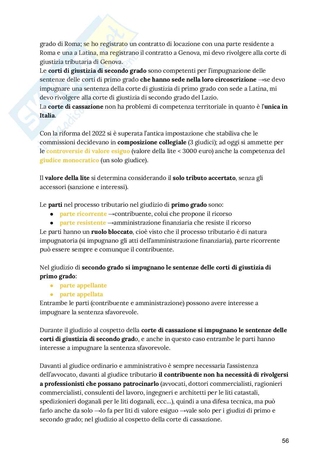 Riassunto esame Diritto tributario, Prof. Cardella Pierluca, libro consigliato Lezioni di diritto tributario, Paparella Pag. 56