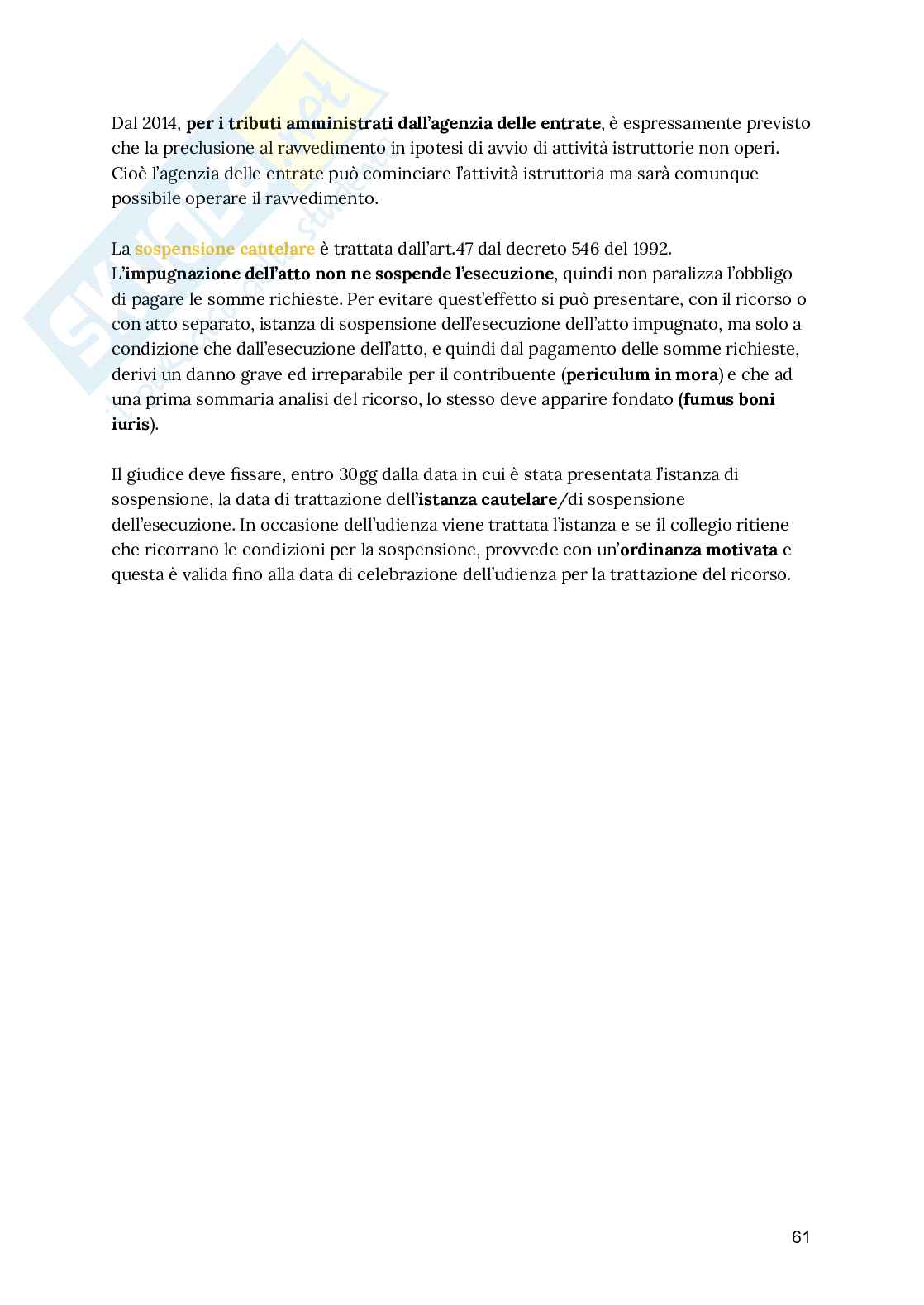 Riassunto esame Diritto tributario, Prof. Cardella Pierluca, libro consigliato Lezioni di diritto tributario, Paparella Pag. 61