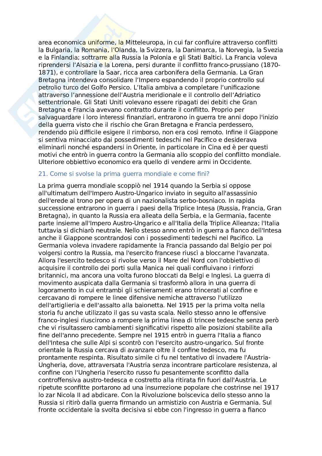 Risposte domande aperte Storia economica Pag. 31