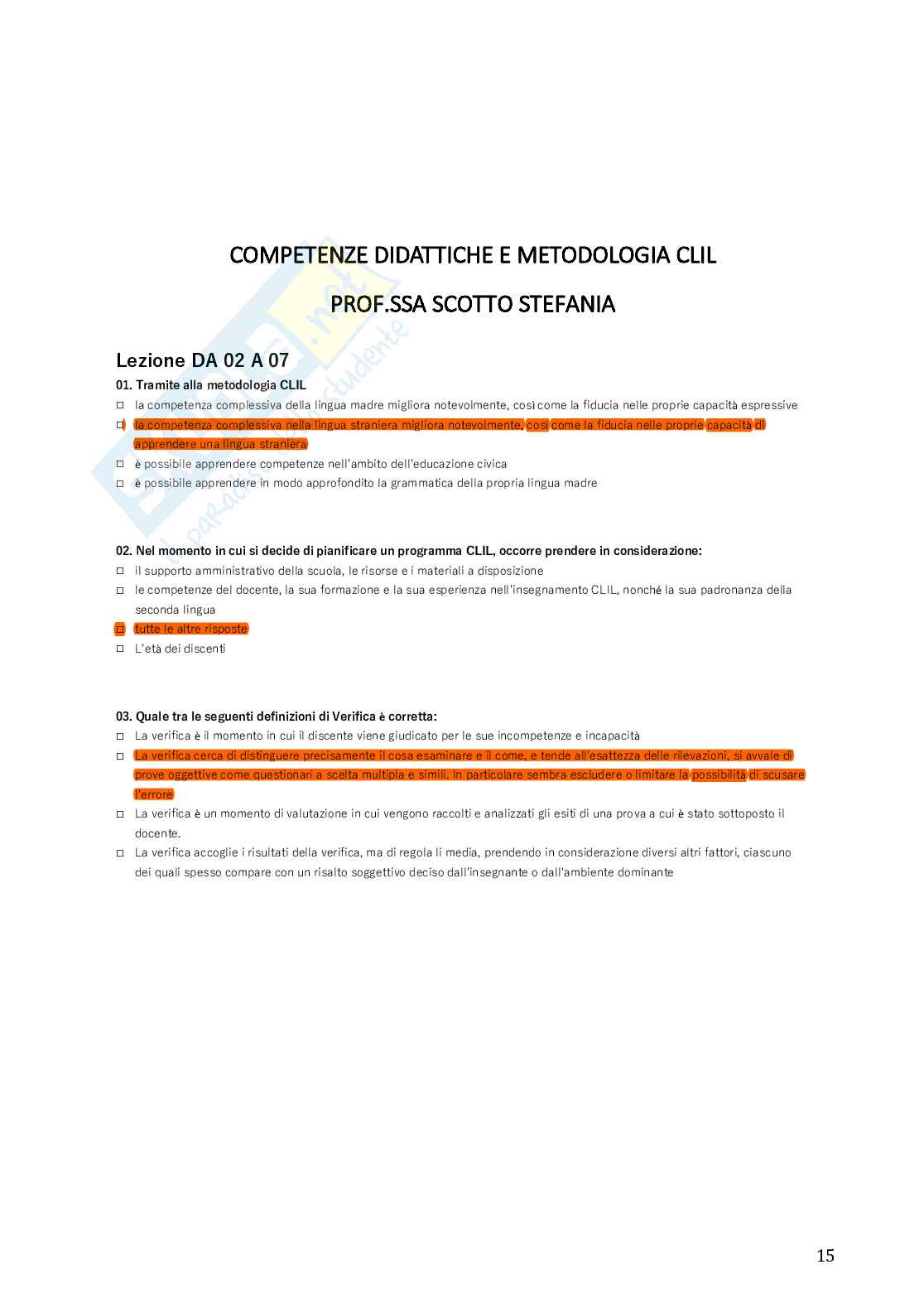 Paniere Clil Inglese 2026 - Didattica dell'insegnamento con la metodologia clil Pag. 16