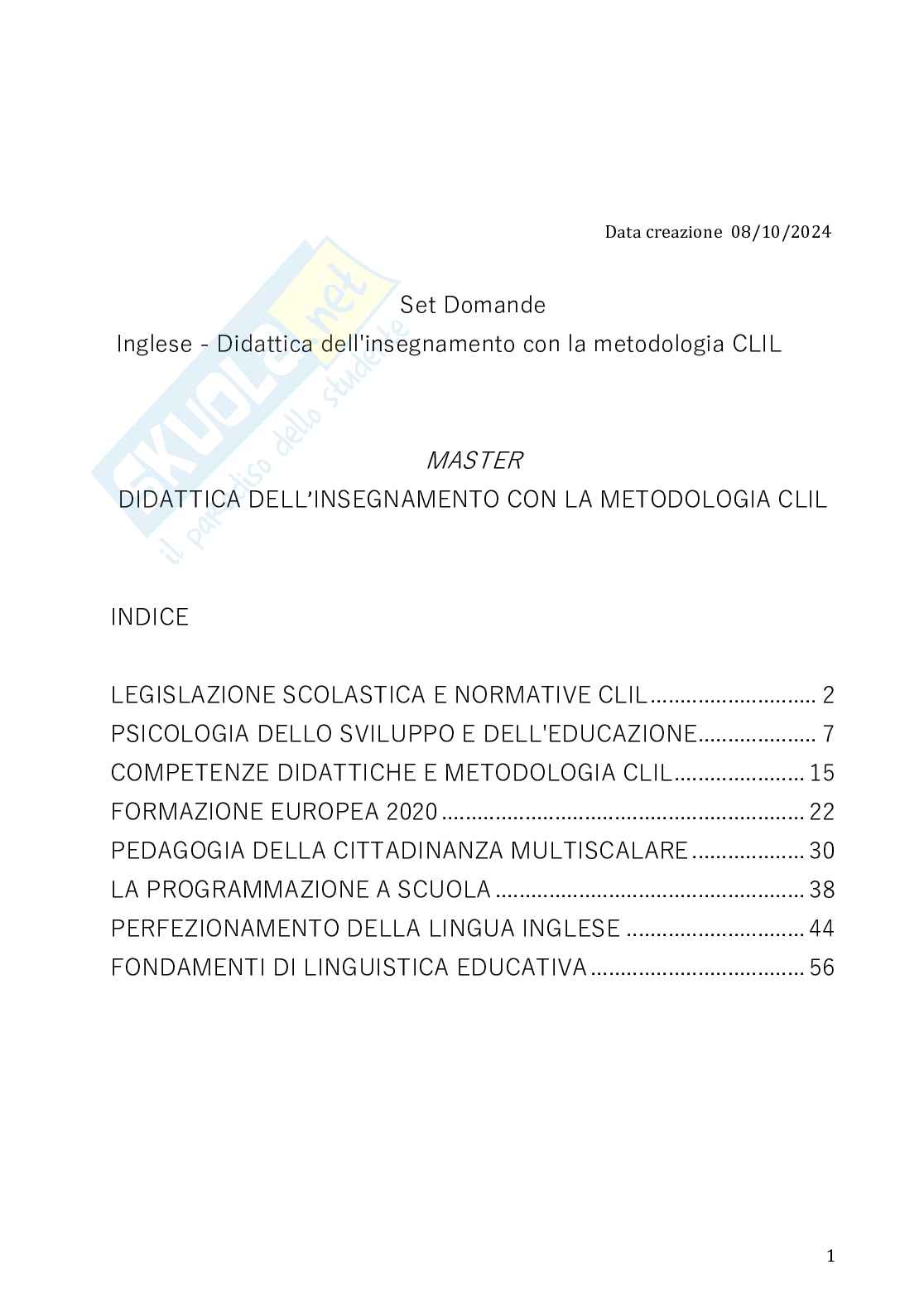 Paniere Clil Inglese 2026 - Didattica dell'insegnamento con la metodologia clil Pag. 2