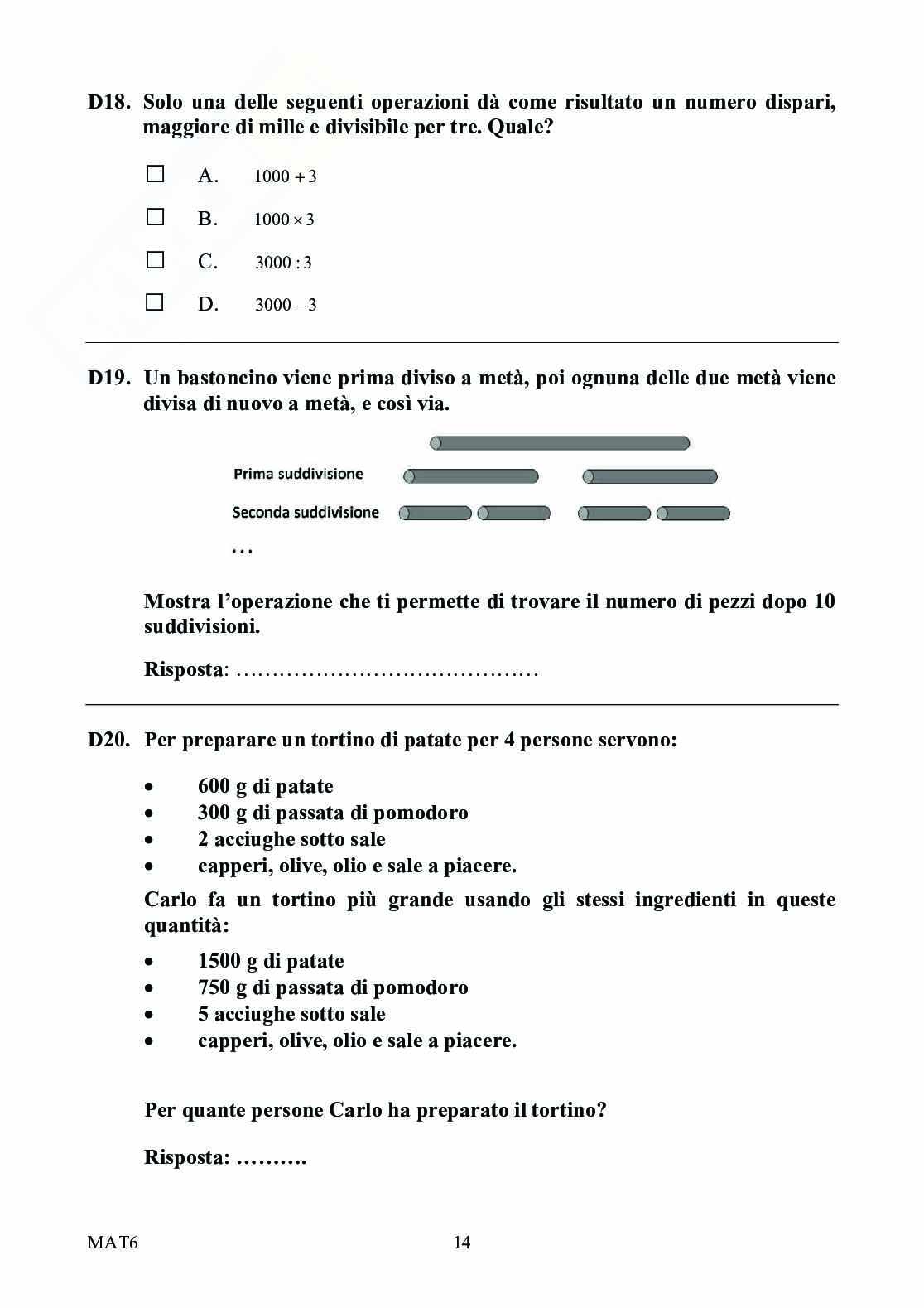 Prova Invalsi Matematica 2010/2011 Prima Media Pag. 16