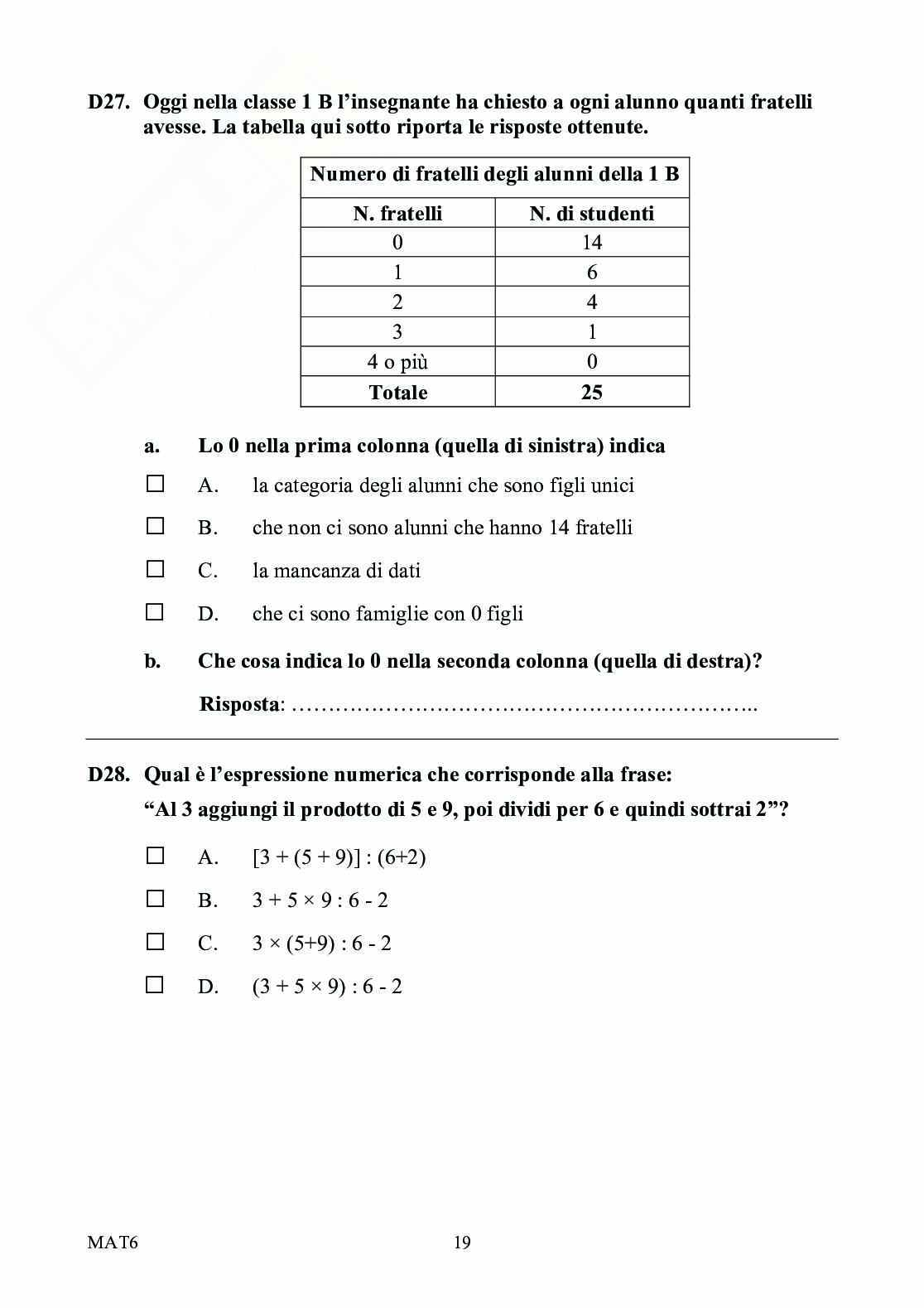 Prova Invalsi Matematica 2010/2011 Prima Media Pag. 21