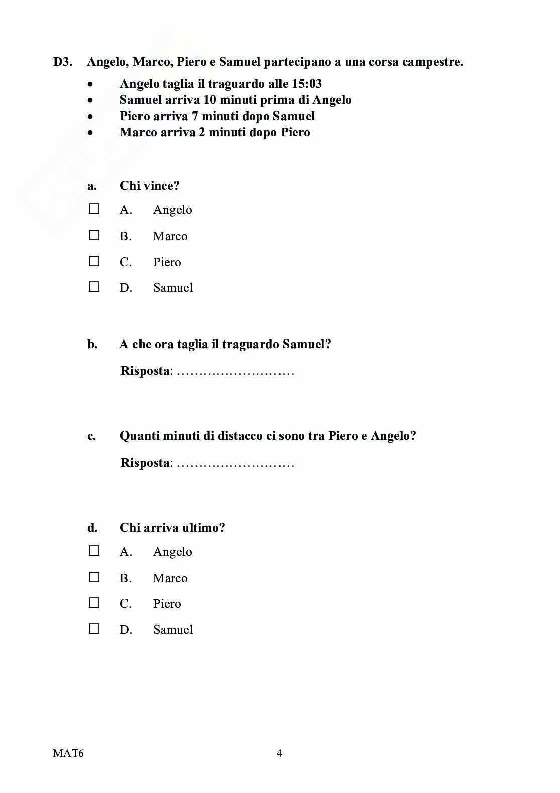 Prova Invalsi Matematica 2010/2011 Prima Media Pag. 6