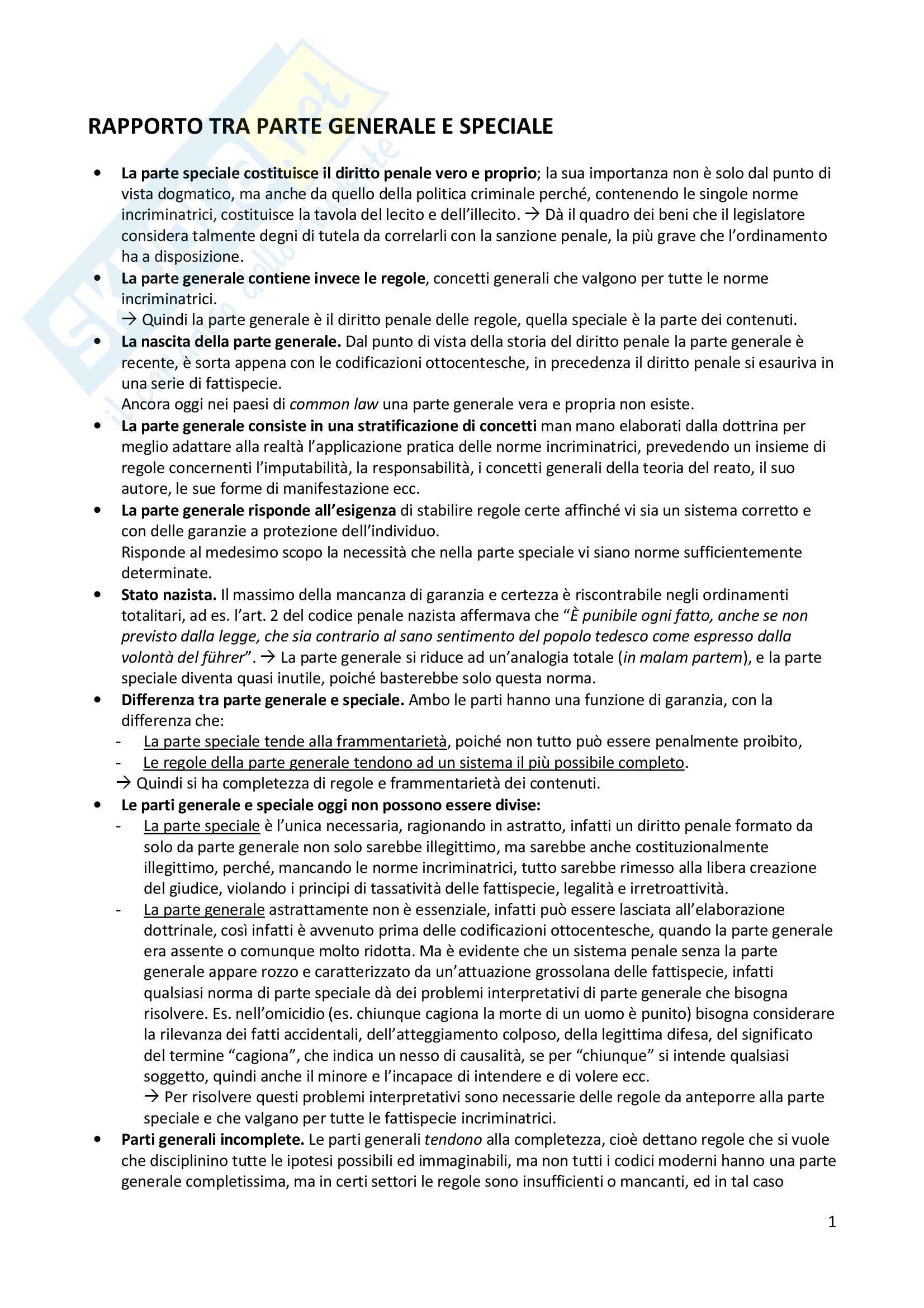 Riassunto esame Diritto penale, prof. Zanotti, libro consigliato Manuale di diritto penale Parte speciale, Fiandaca, Musco Pag. 1