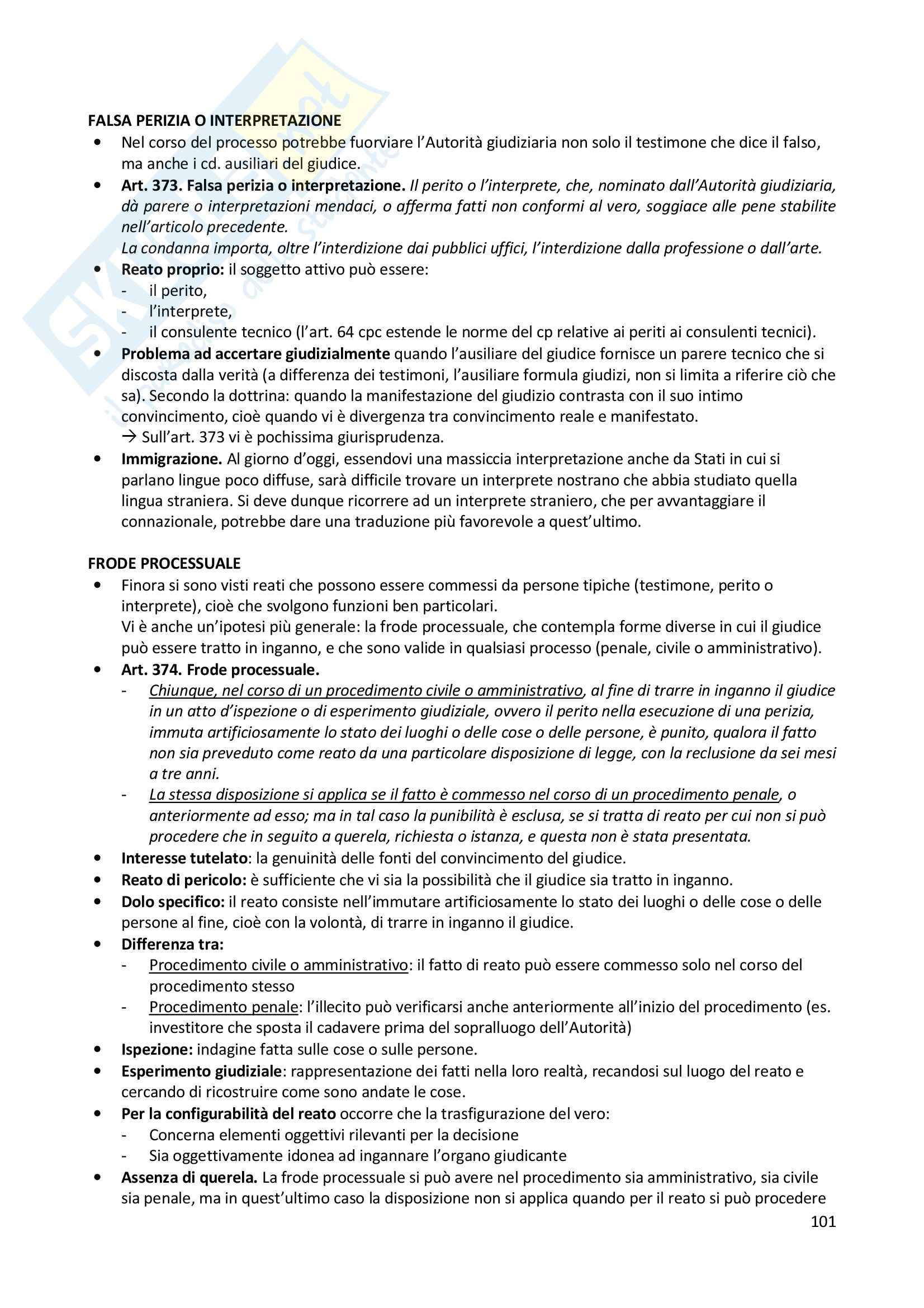 Riassunto esame Diritto penale, prof. Zanotti, libro consigliato Manuale di diritto penale Parte speciale, Fiandaca, Musco Pag. 101