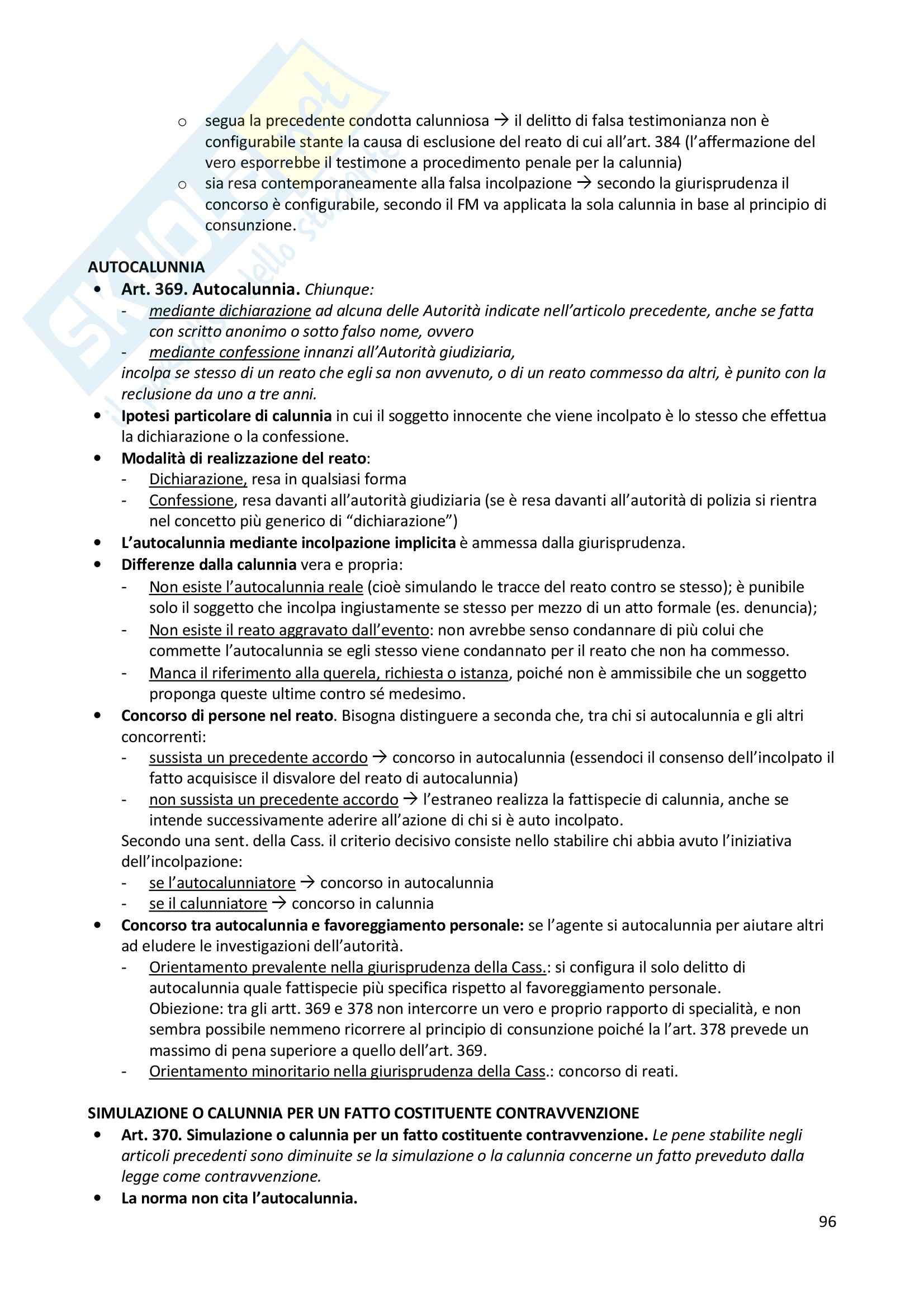 Riassunto esame Diritto penale, prof. Zanotti, libro consigliato Manuale di diritto penale Parte speciale, Fiandaca, Musco Pag. 96