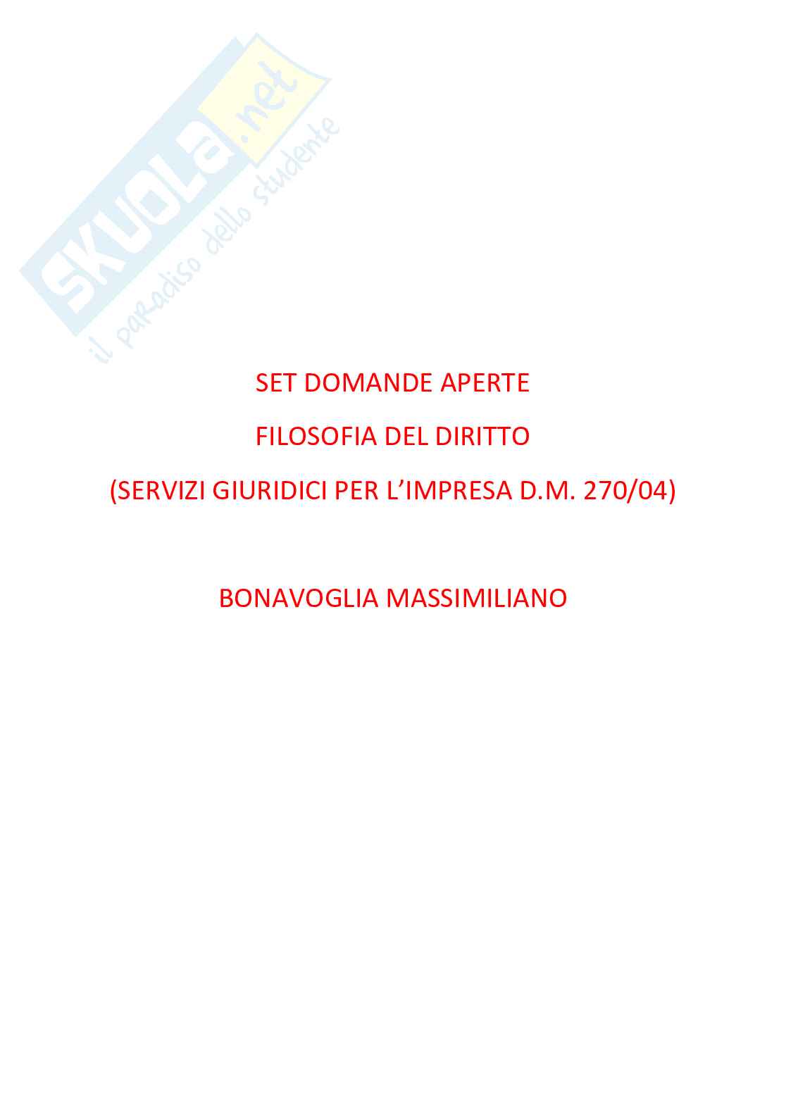 Paniere Filosofia del diritto - risposte aperte Pag. 1