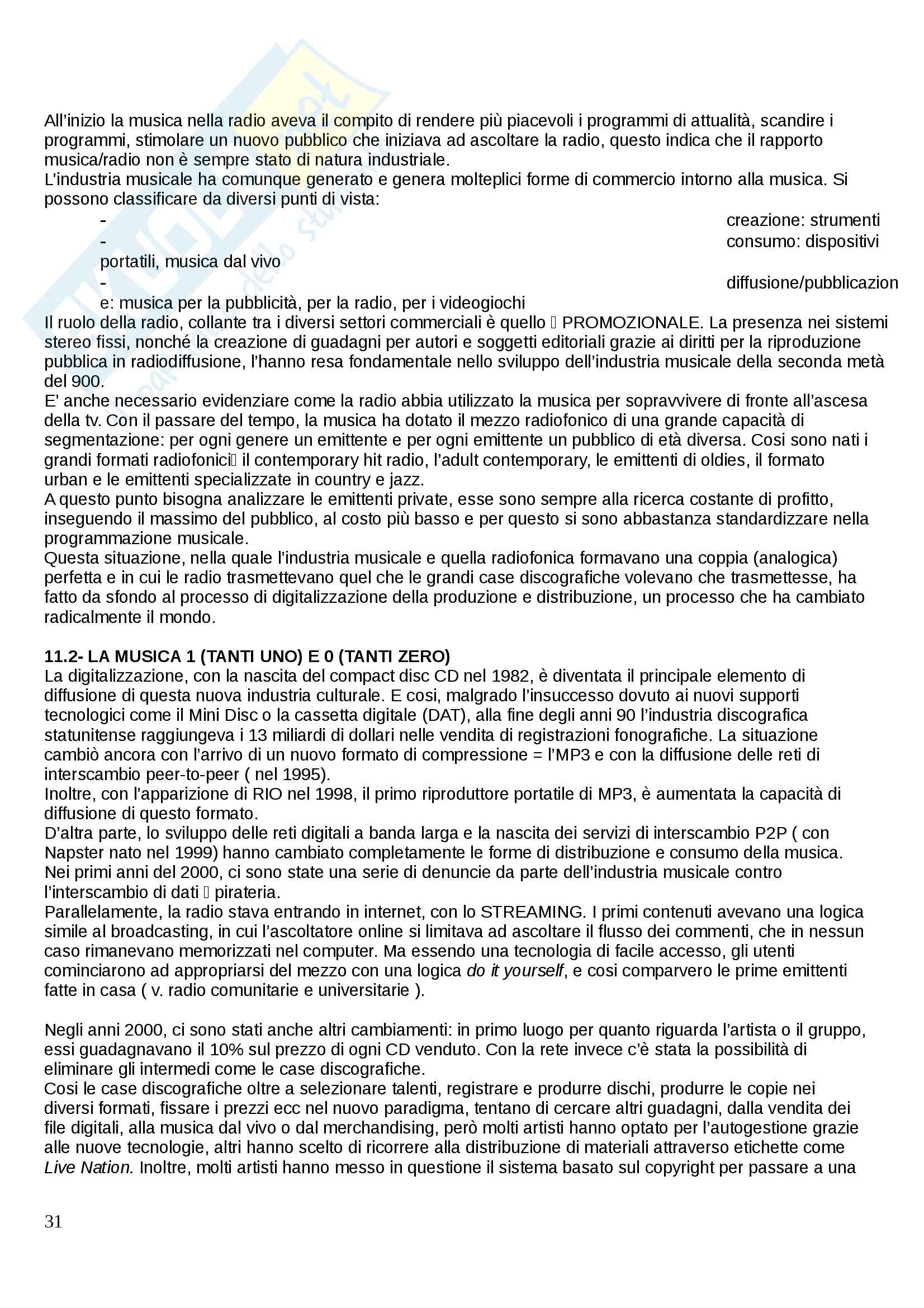 Riassunto esame Laboratorio di Comunicazione Radiofonica, prof. Bonini, libro consigliato La Radio in Italia Pag. 31