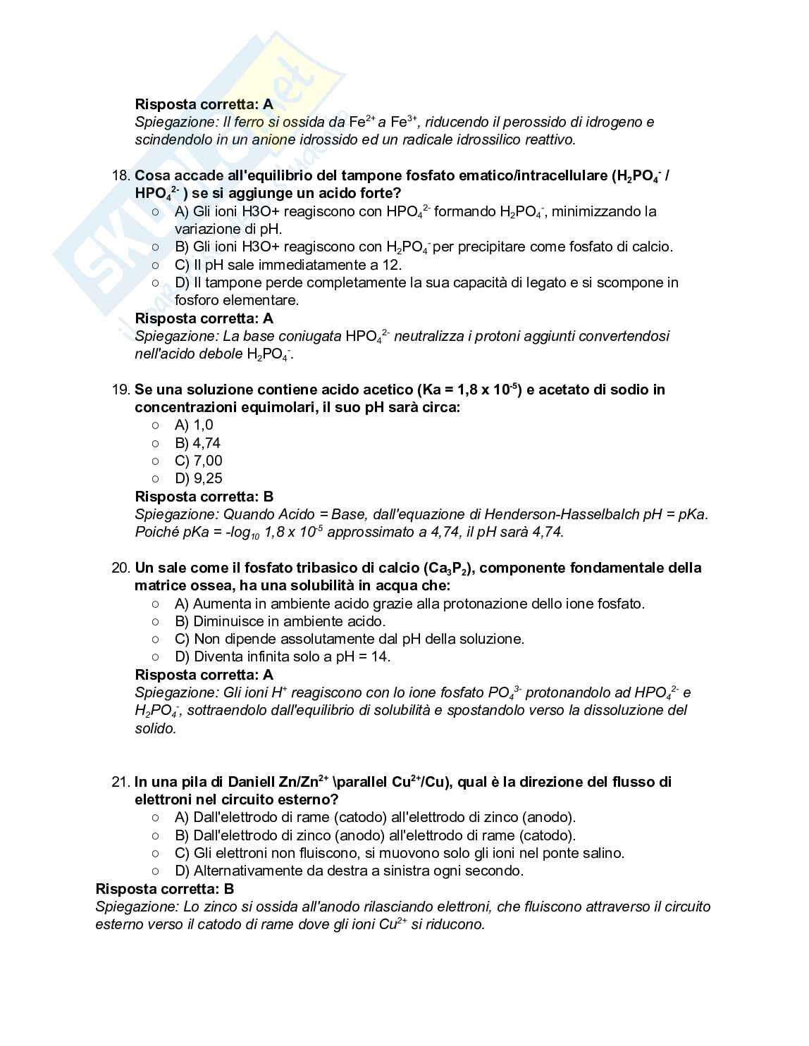 200+ Quiz Chimica e propedeutica biochimica svolti e commentati - Semestre Filtro 2026/2027 Pag. 11