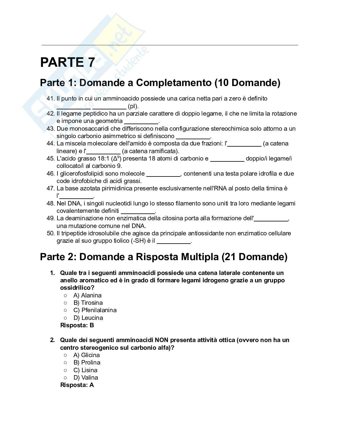 200+ Quiz Chimica e propedeutica biochimica svolti e commentati - Semestre Filtro 2026/2027 Pag. 31