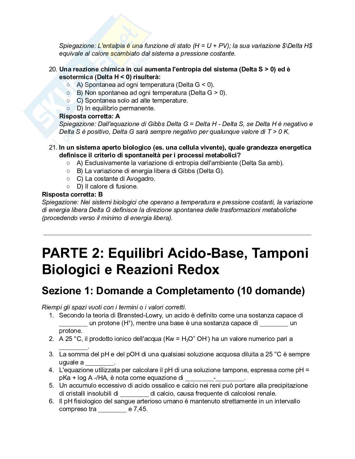 200+ Quiz Chimica e propedeutica biochimica svolti e commentati - Semestre Filtro 2026/2027 Pag. 6