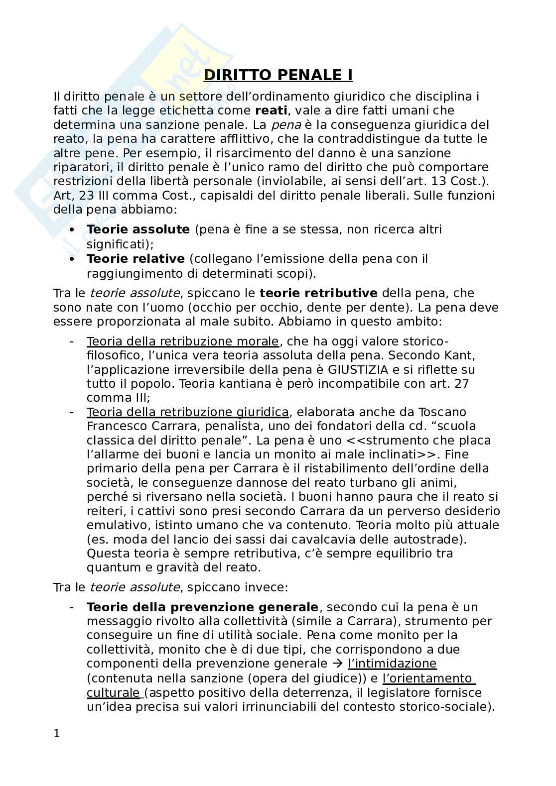 Diritto penale I Pag. 1