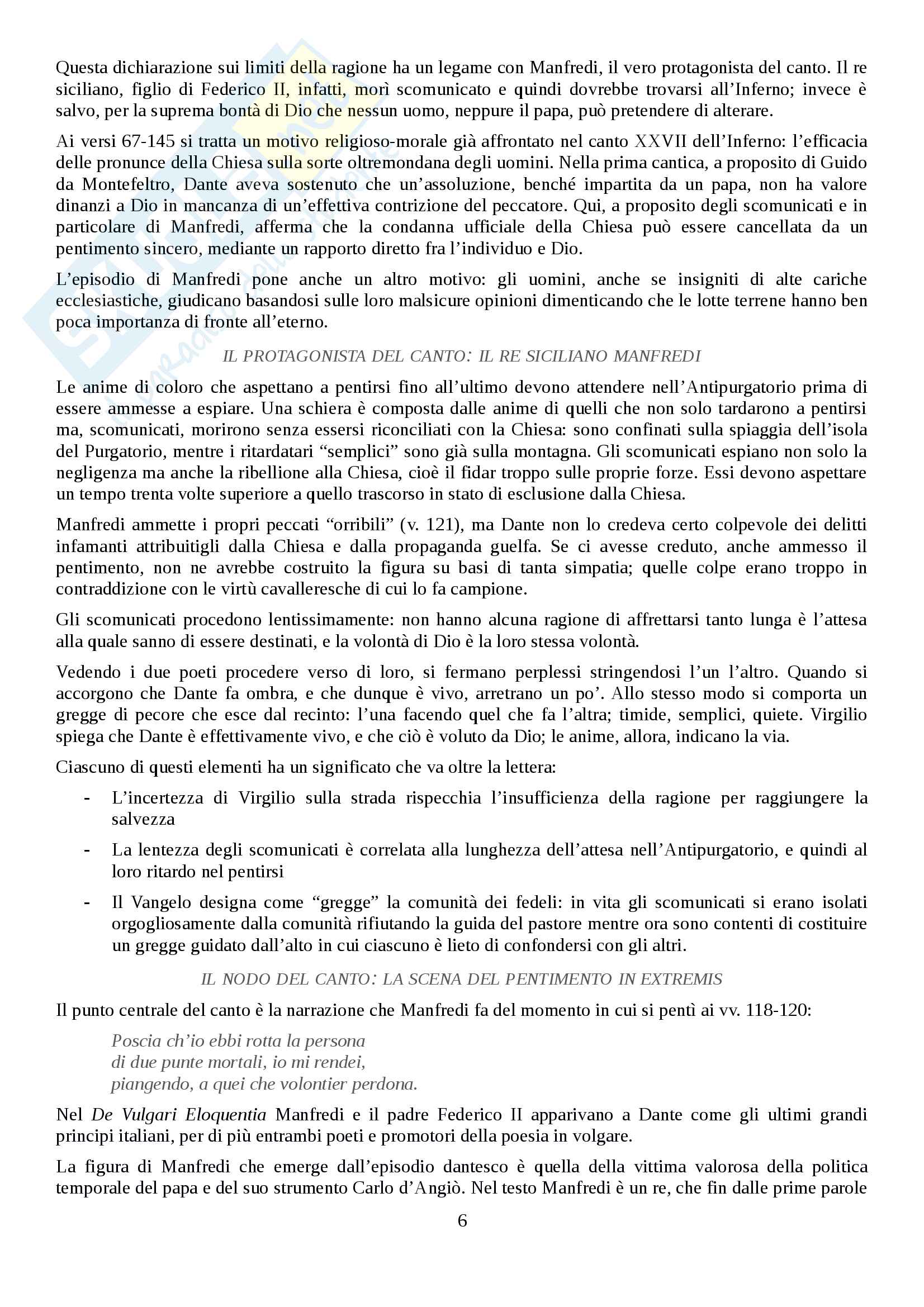 Il Purgatorio - riassunto e analisi di tutti i canti Pag. 6